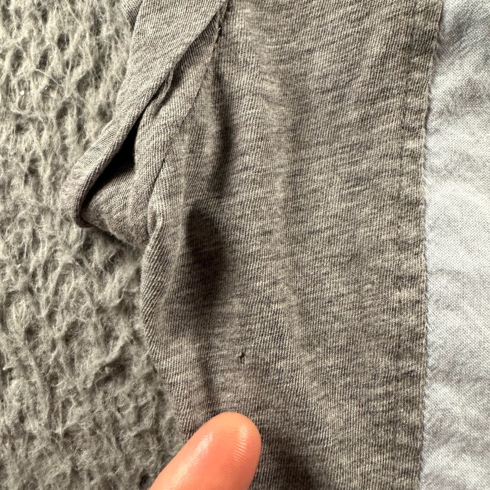 T by Alexander Wang T by Alexander Wang Top Womens Short Sleeve Button Front Mixed Media Gray Blue Size M / US 6-8 / IT 42-44 - 6 Thumbnail