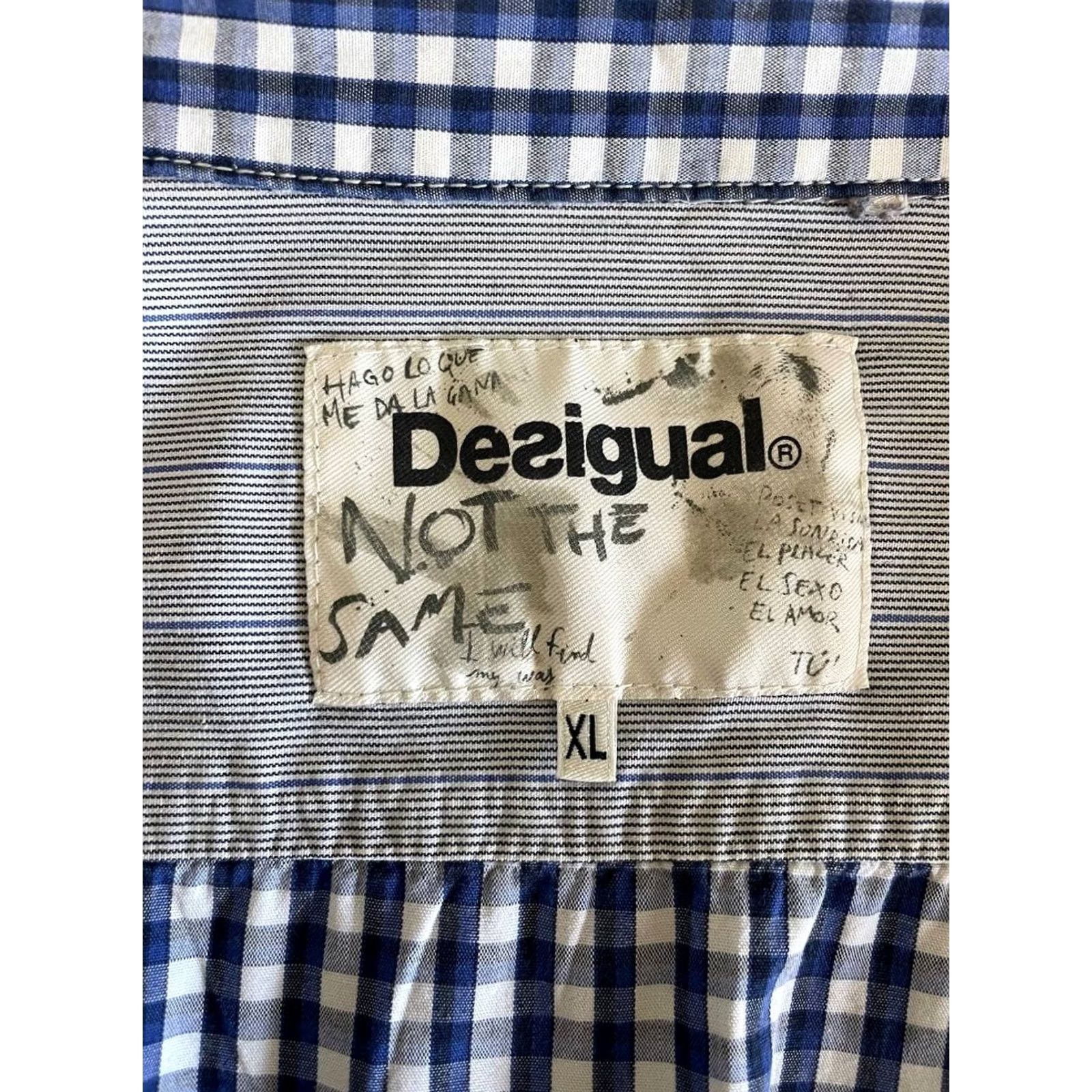 Desigual Desigual Shirt Mens XL Blue Casual Size Patchwork Long Sleeve Button Size US XL / EU 56 / 4 - 3 Thumbnail