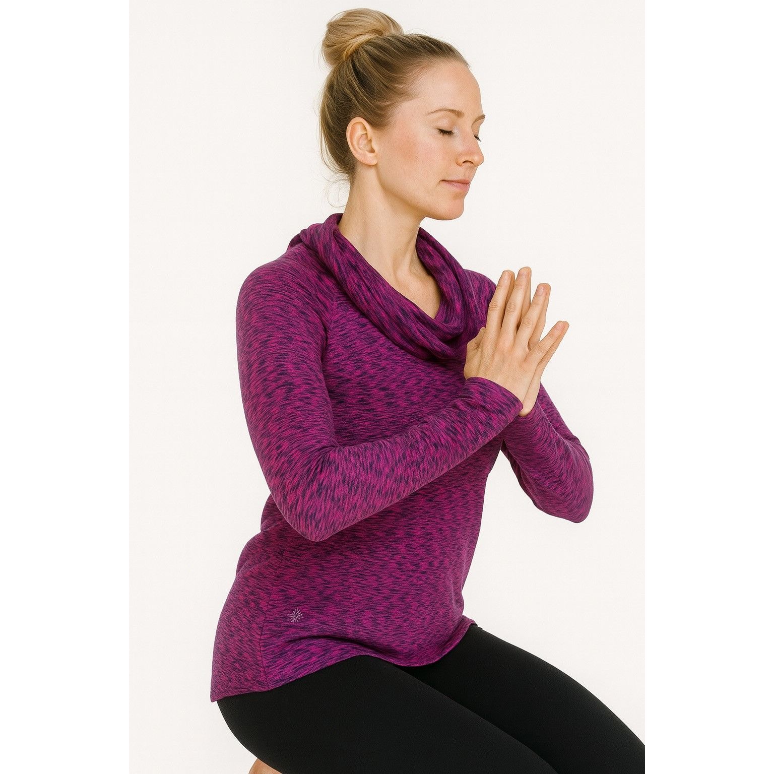 Athleta Athleta Purple Marled Tranquility Cowl Neck Fleece - Size S Size S / US 4 / IT 40 - 1 Thumbnail