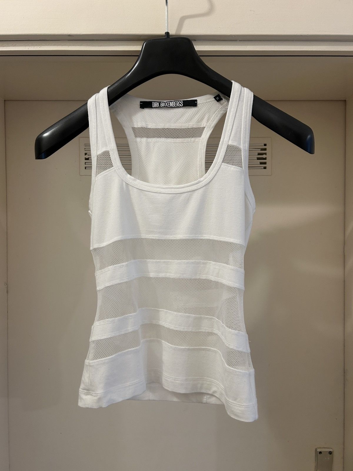 Dirk Bikkembergs 2000s mainline mesh inserts tanktop with "7" back motif Size S / US 4 / IT 40 - 1 Thumbnail