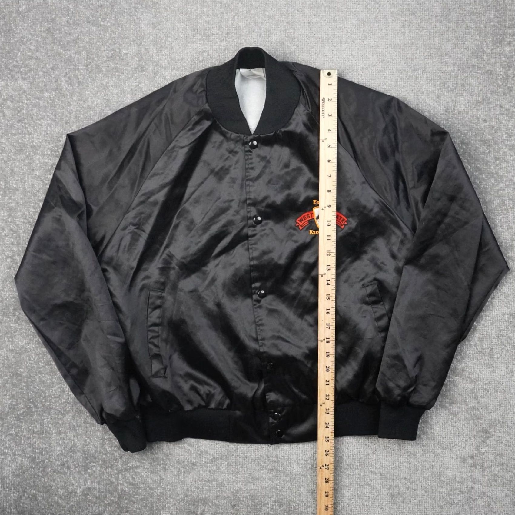 Vintage VINTAGE West State Excellence Mens Large Black Long Sleeve Satin Bomber Jacket Size US L / EU 52-54 / 3 - 4 Thumbnail