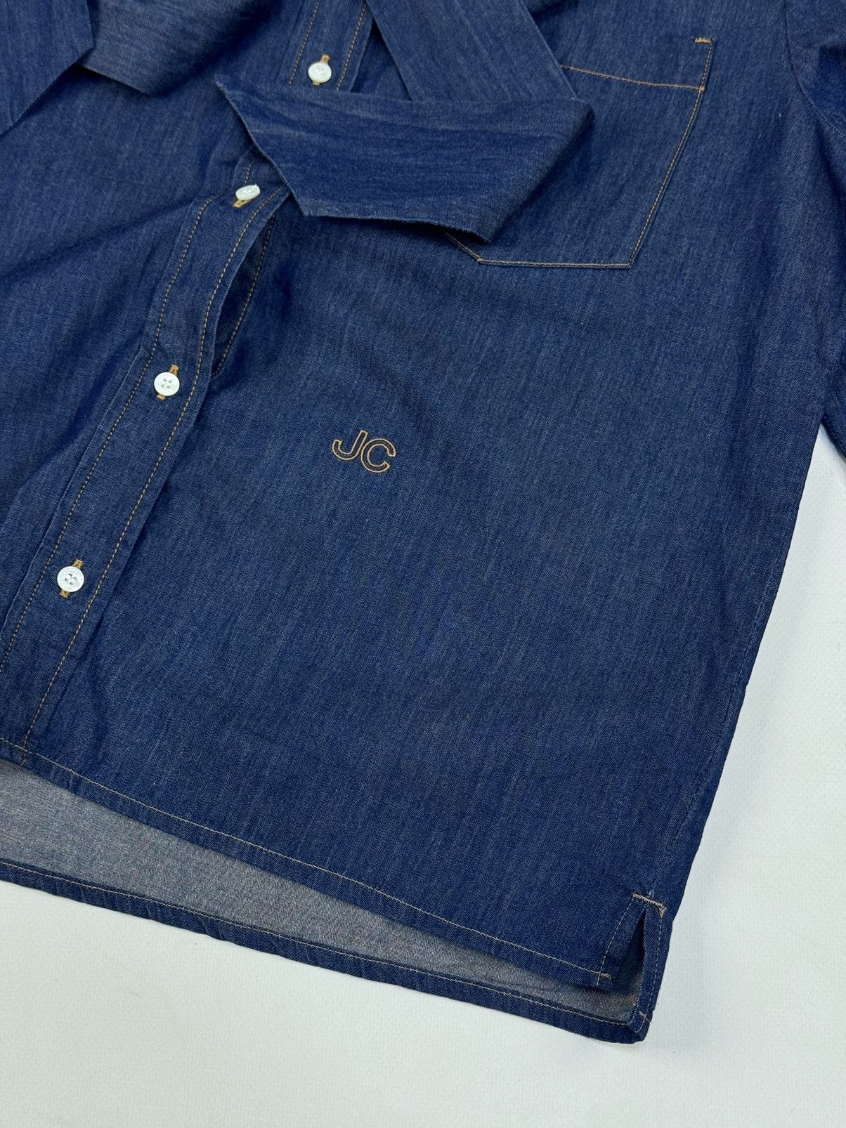 Designer × Jacob Cohen JACOB COHEN Jeans Denim Blue Bow Tie Ascot Collar Shirt Size L / US 10 / IT 46 - 10 Thumbnail