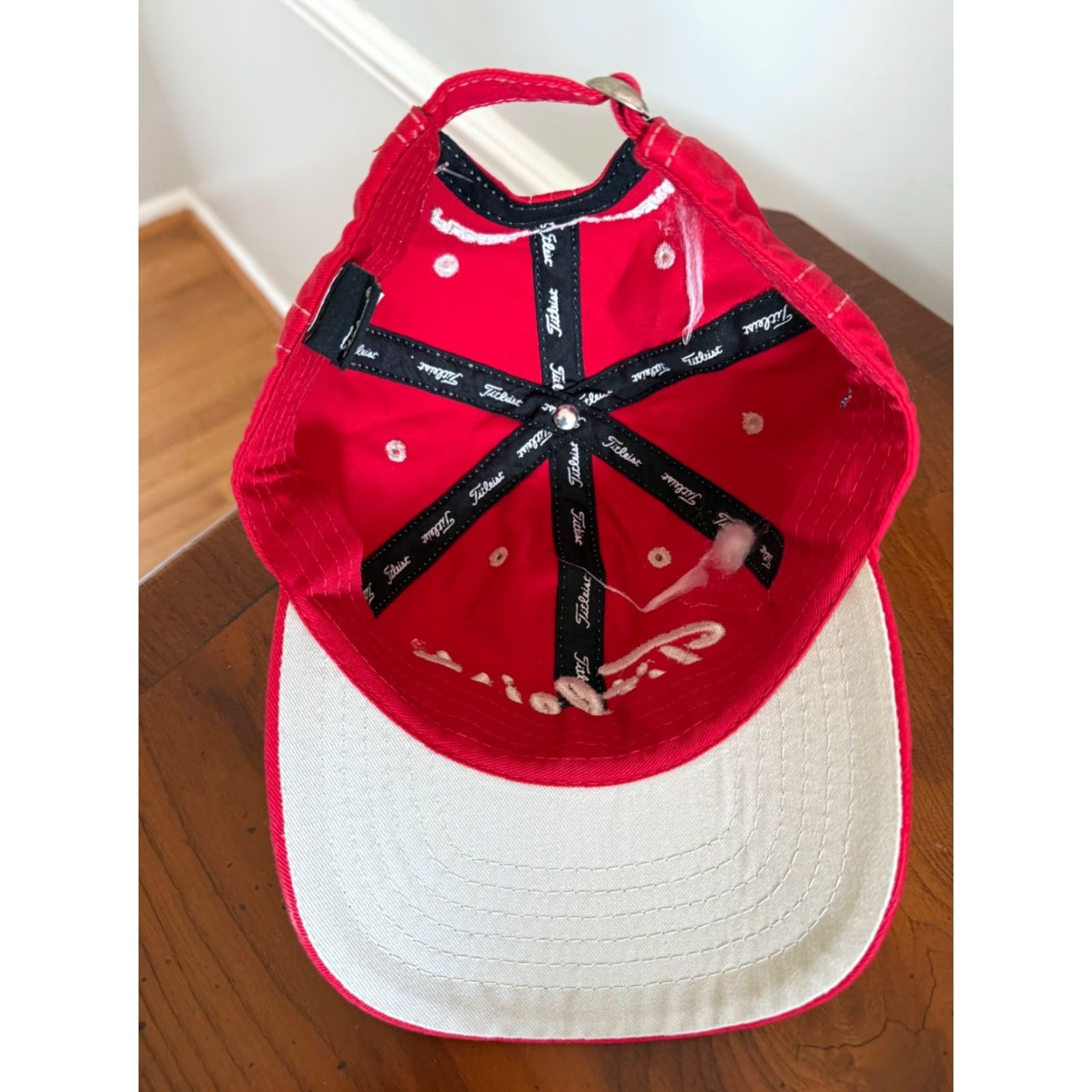 Titleist VINTAGE Florida Southern Mocs Titleist Hat Cap Red Spellout Logo Strap Back Men One Size Cotton Canvas Baseball Cap Size ONE SIZE - 3 Thumbnail
