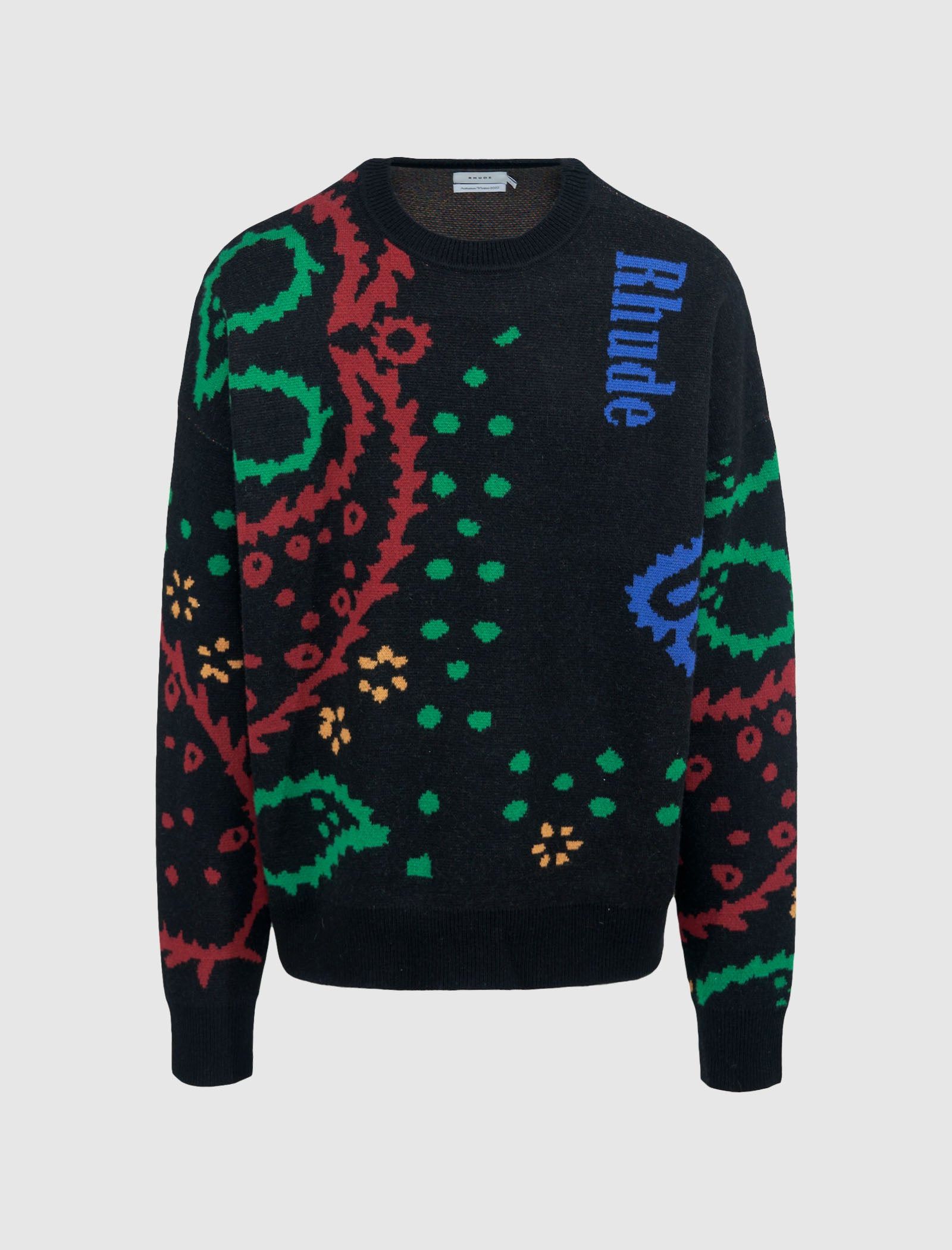 image of Rhude Os11X0124 Bandana Knit Sweater In Multicolor, Men's (Size Small)