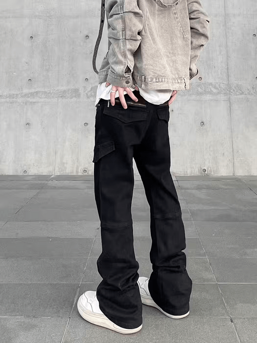 Streetwear Black Cargo Opium Flared Stack Jeans | Grailed