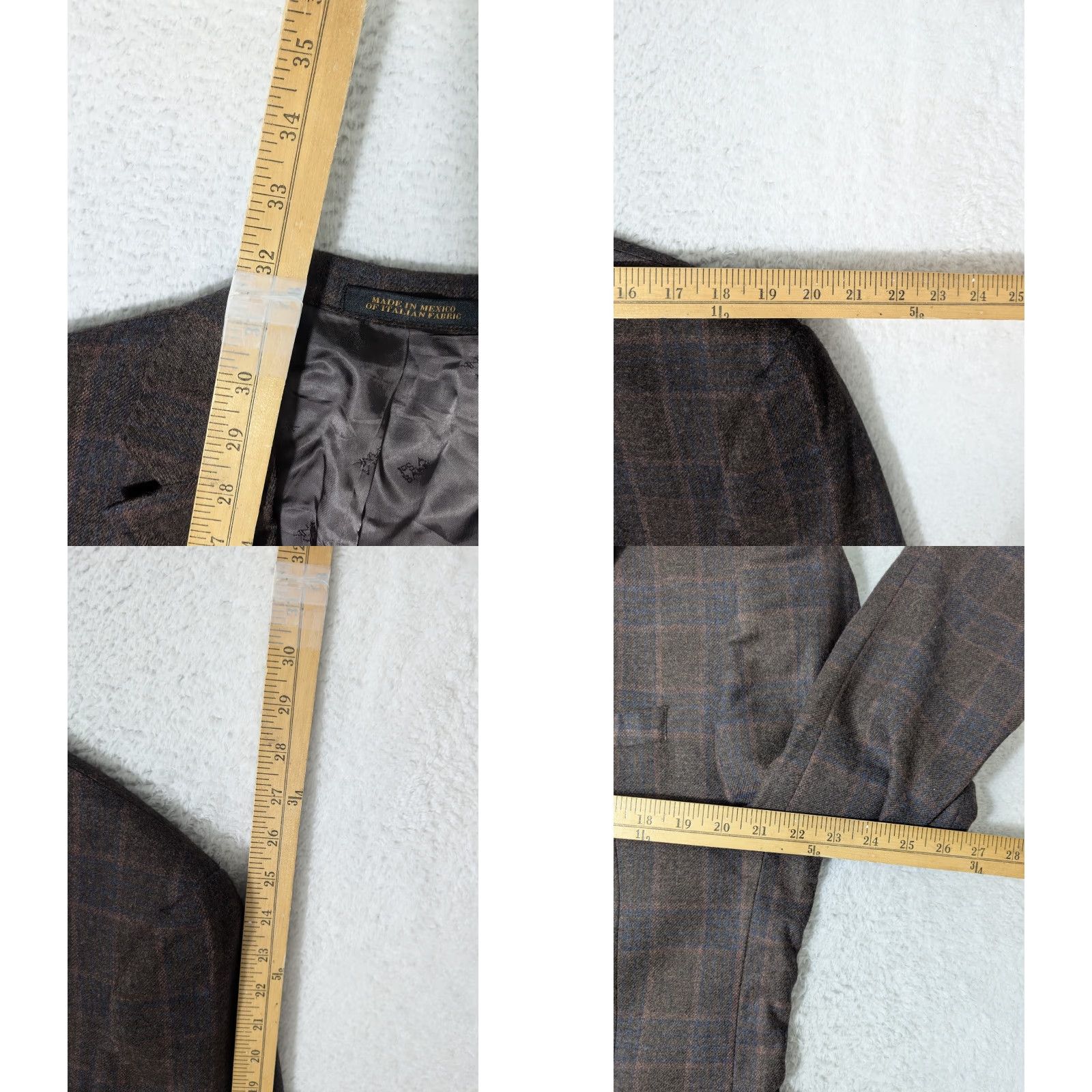 Jos. A. Bank Jos. A Bank Reserve Blazer Men 2 Piece Brown Plaid Cashmere Merino Wool 44R Mens Regular Jacket Blazer Vest Inner Pockets Vintage No Size 46R - 8 Thumbnail