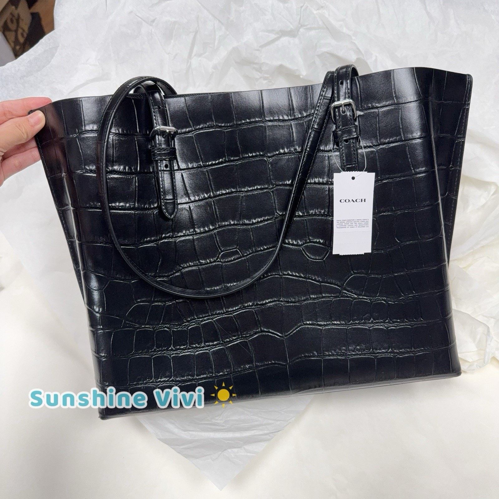 Coach NWT Coach Large Mollie Tote Bag leather CW018 Black Size ONE SIZE - 7 Thumbnail