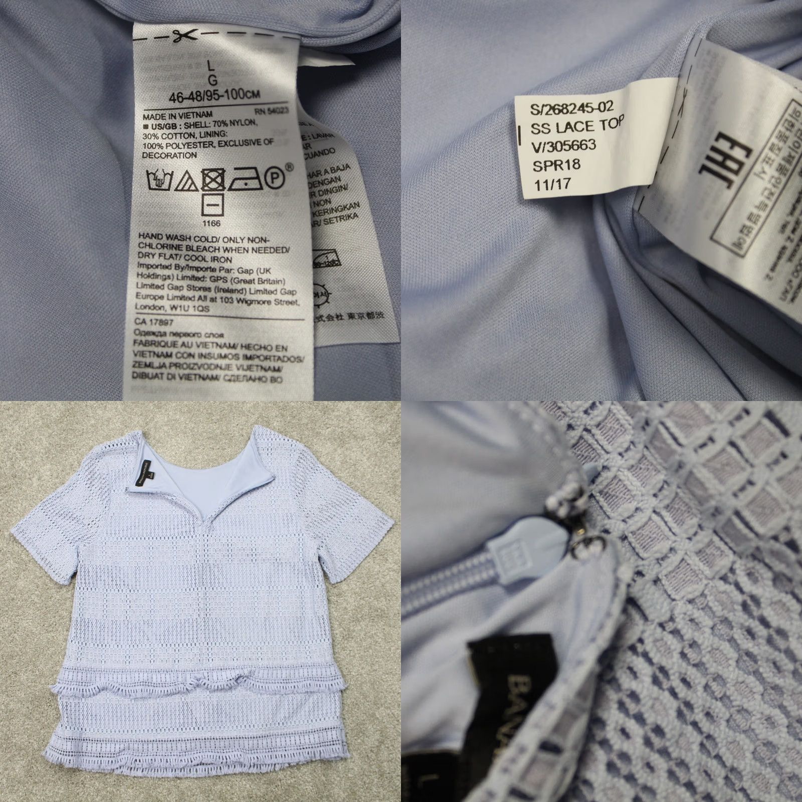 Banana Republic Banana Republic Shirt Womens Large Blue Nylon/Cotton Lined Short Sleeve T-Shirt Size L / US 10 / IT 46 - 8 Thumbnail