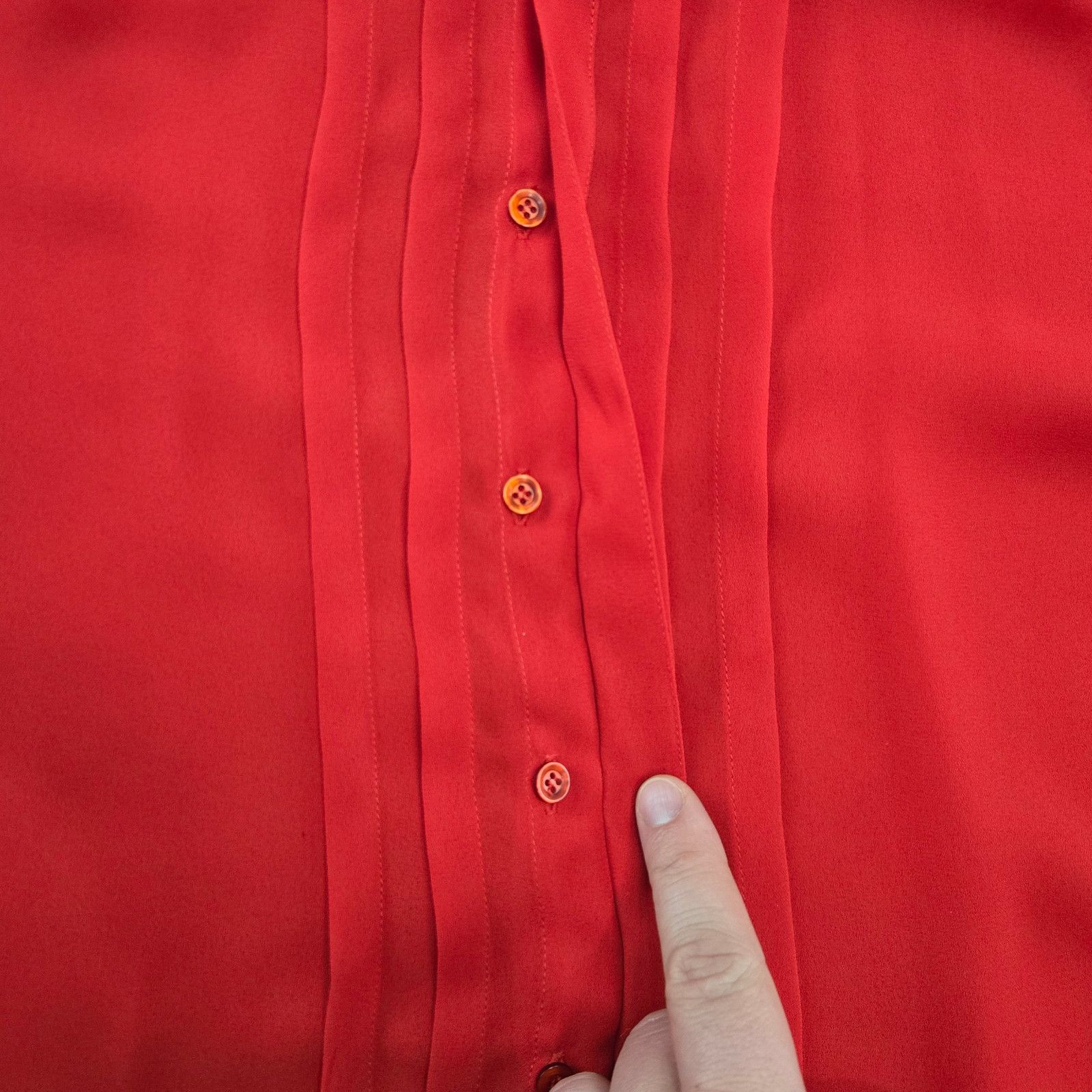 Vintage 90s Red Pleated Front Long Sleeve Blouse Size 14 Size XL / US 12-14 / IT 48-50 - 7 Thumbnail