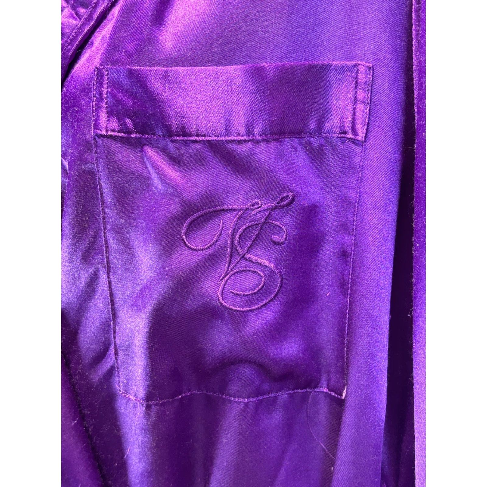 Victoria's Secret VINTAGE Victoria's Secret Purple Satin Robe Small Belted Shawl Collar Gold Label Womens Size ONE SIZE - 7 Thumbnail