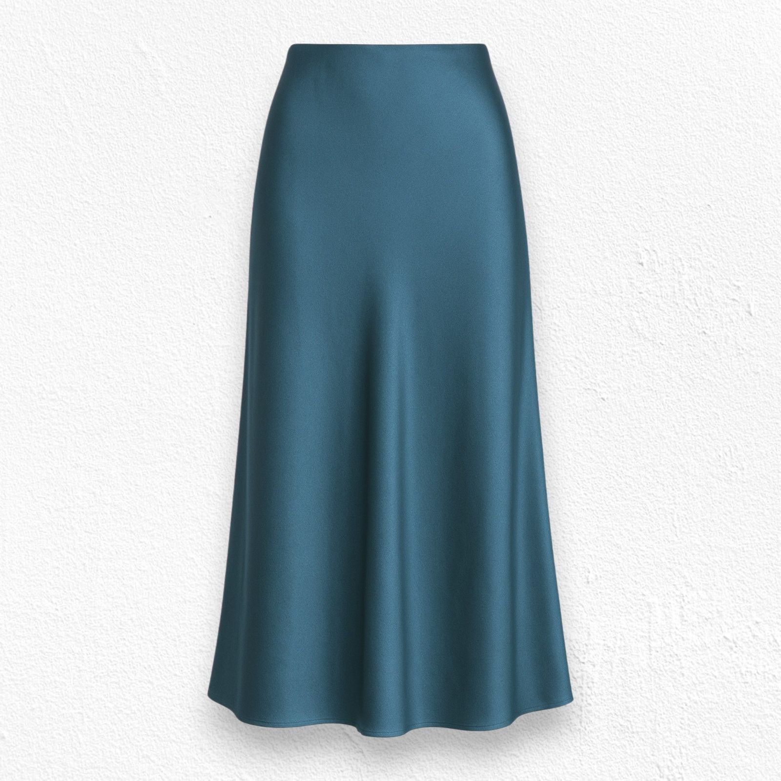 Madewell Green Teal Satin Midi Slip Skirt