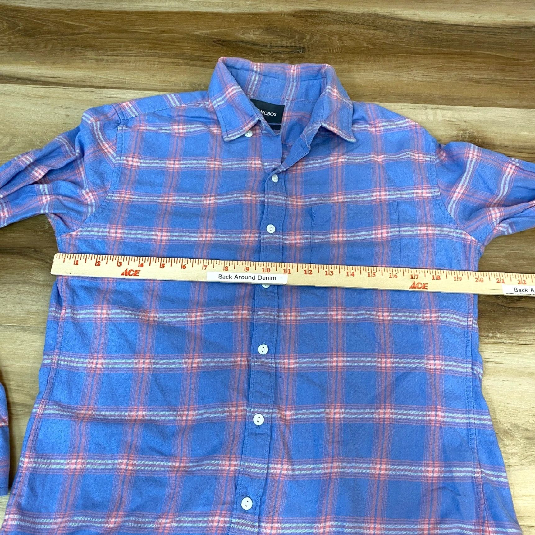 Bonobos Bonobos Shirt Mens Medium Slim Flannel Cotton Plaid Button-Down 40 in Chest Purple Pink Casual Business Travel Mens Size US M / EU 48-50 / 2 - 7 Thumbnail