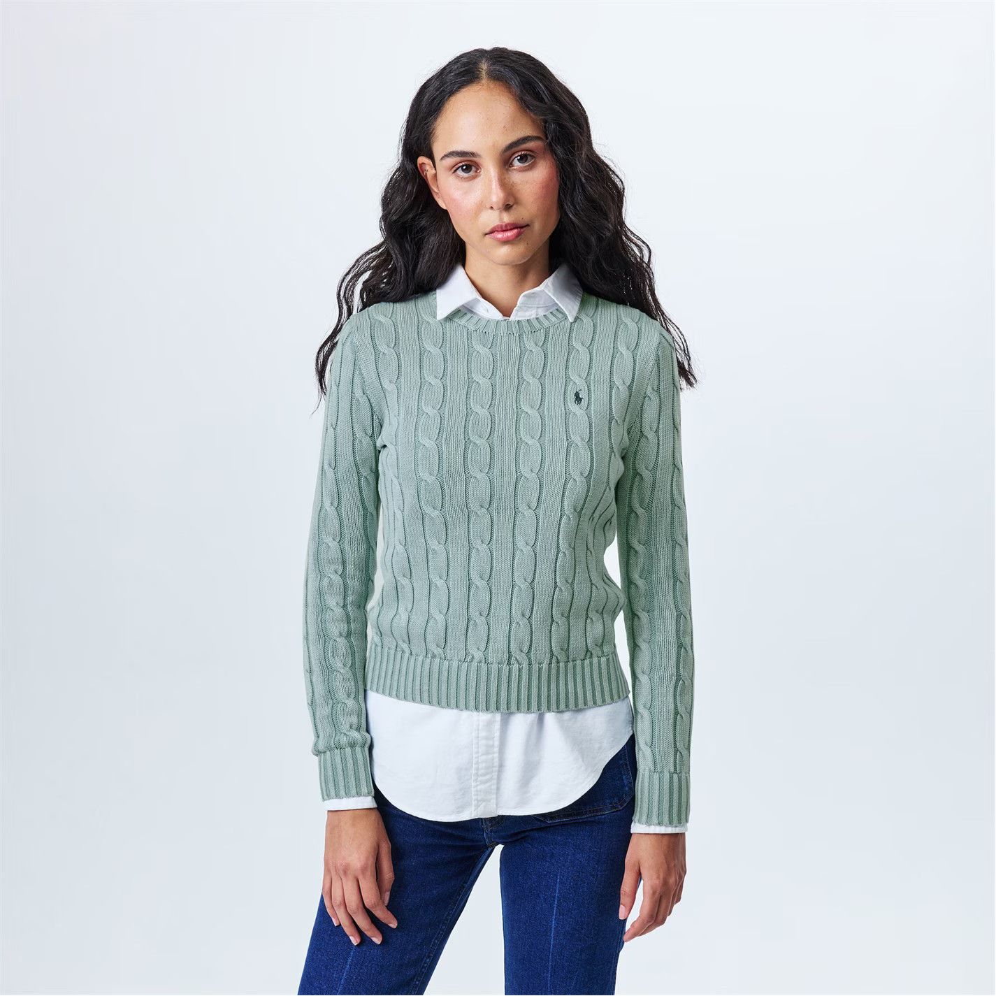 Polo Ralph Lauren o1g2r1mq0825 Cable-Knit Jumper in Light Chambray Size XS / US 0-2 / IT 36-38 - 3 Thumbnail