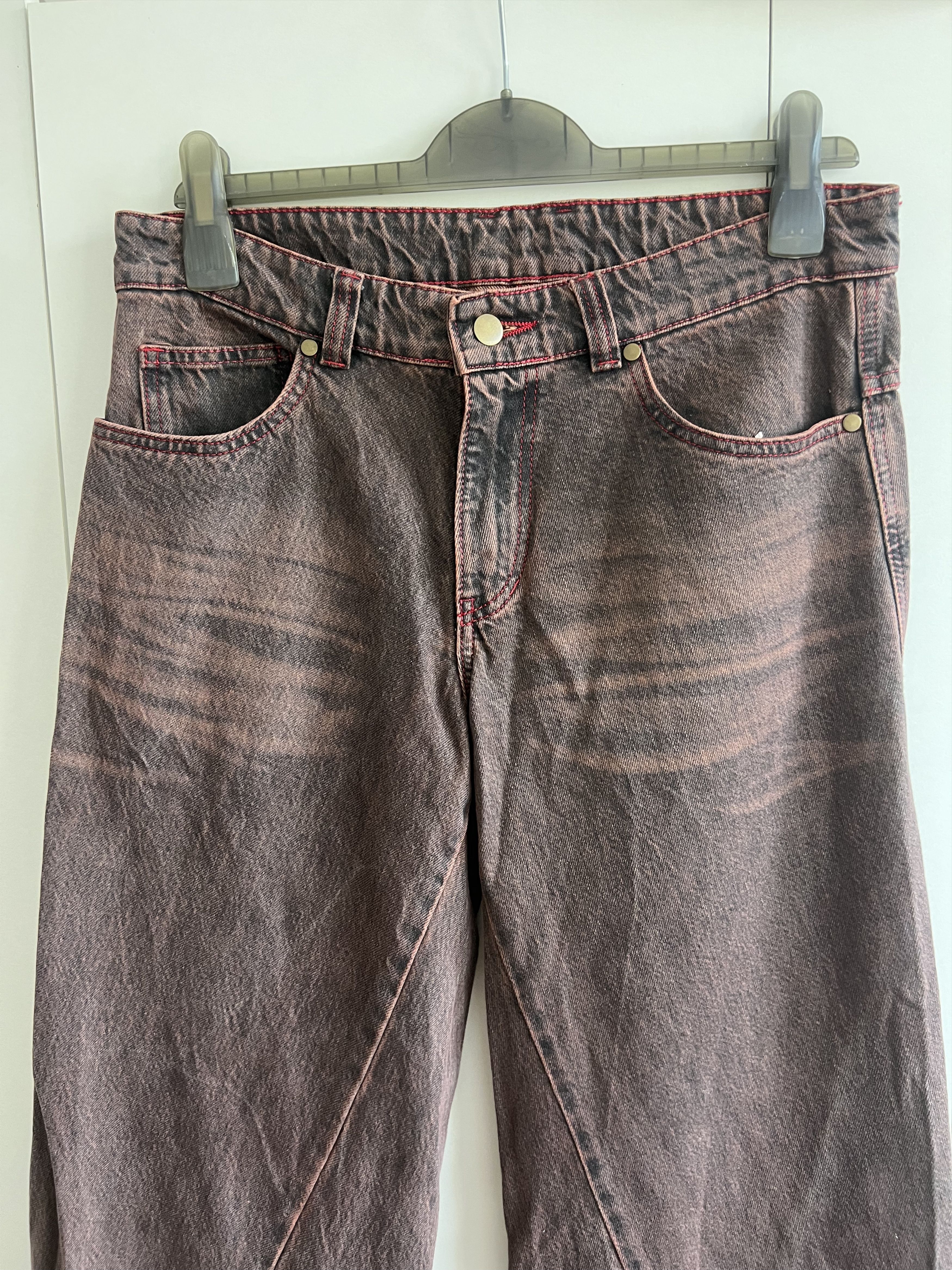SSENSE Masha Popova RUNWAY Washed Brown Boyfriend Rust Jeans Size US 31 - 6 Thumbnail