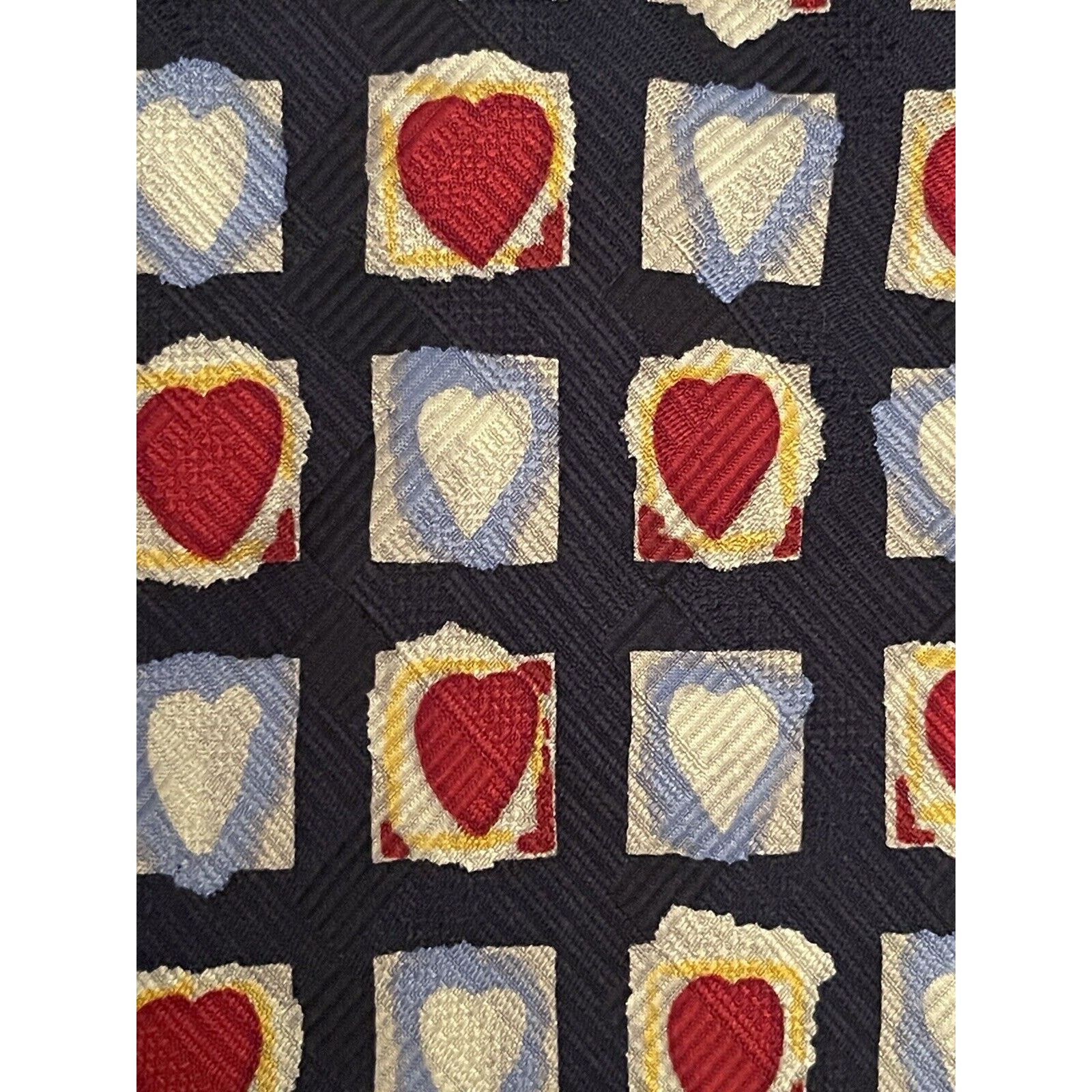 Other Today’s Man Red Blue 100% Silk Made In Italy Heart Print Size 44 - 9 Thumbnail