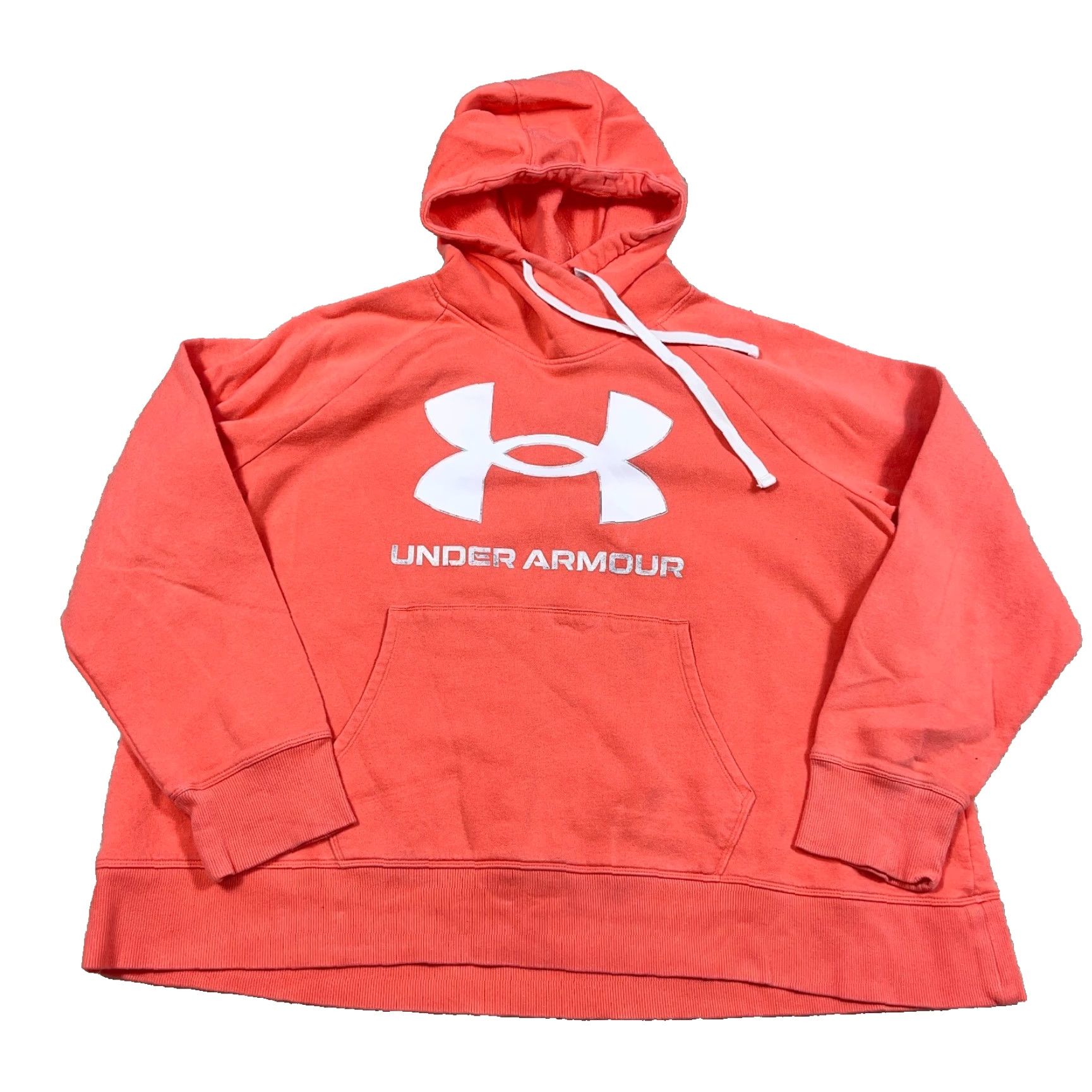 Under Armour Under Armour Hoodie Women 2X Orange White Sweatshirt Pullover Casual Activewear Loose Fit Warm Size XXL / US 16-18 / IT 52-54 - 2 Thumbnail
