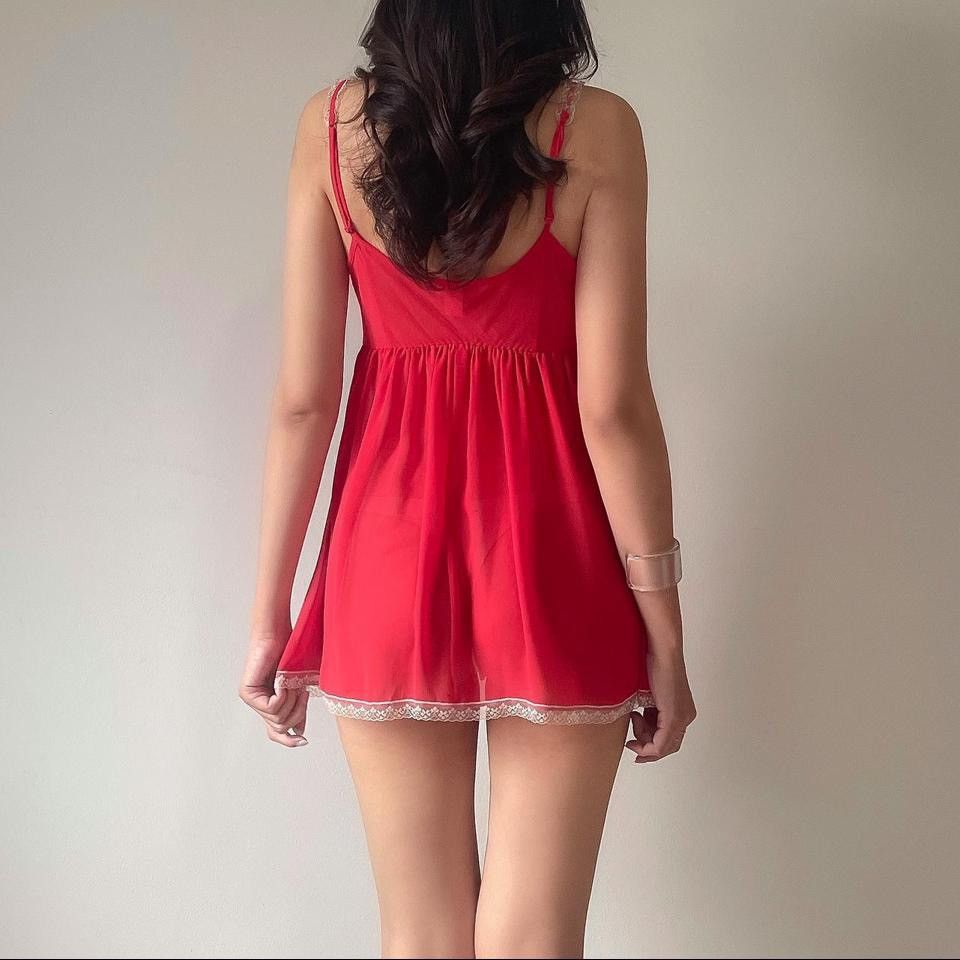 Victoria's Secret Vintage VS Red Chiffon Mini Dress (Small) Size S / US 4 / IT 40 - 4 Thumbnail