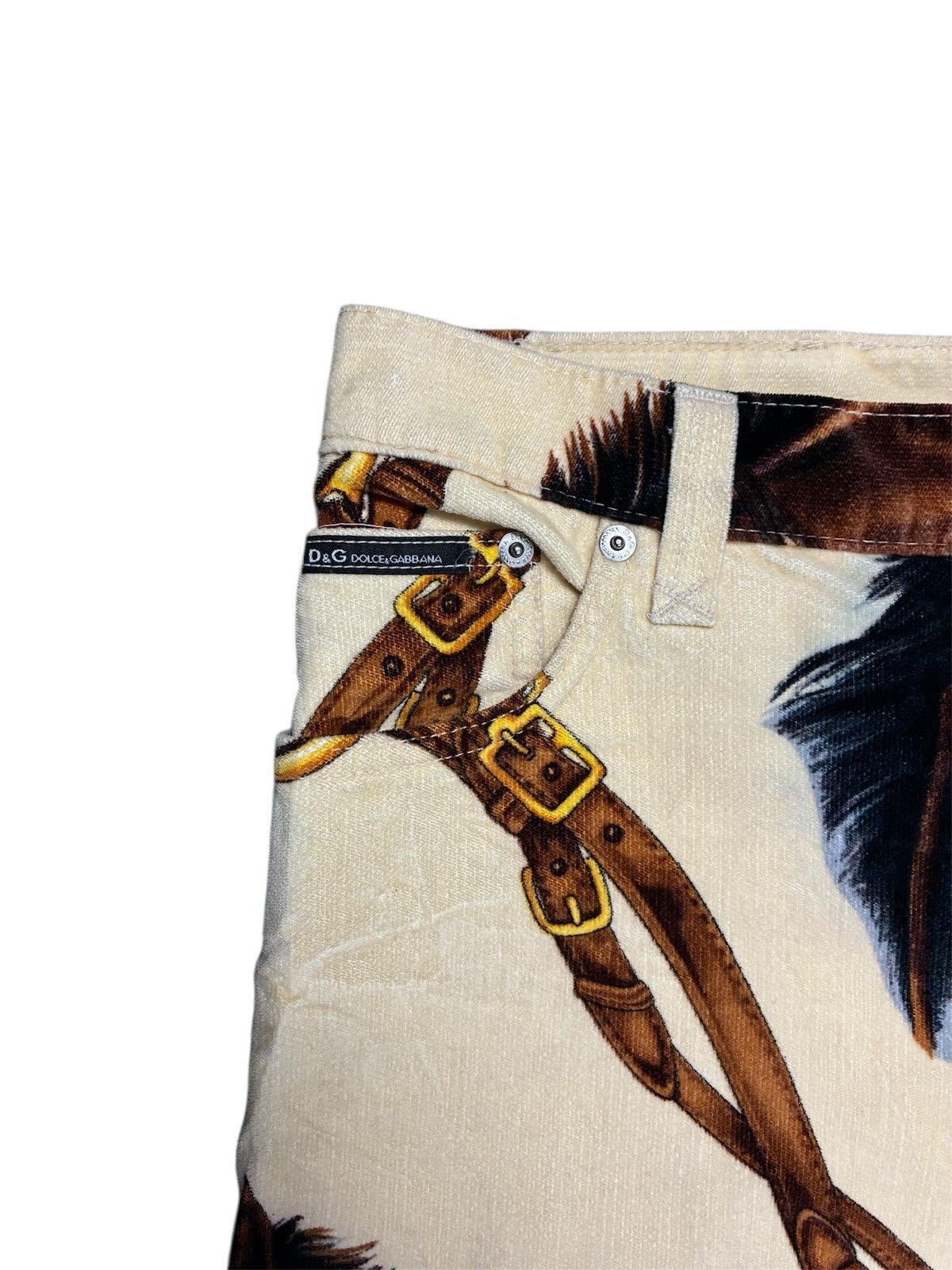 Dolce & Gabbana D&G 2000s Horse Print Velvet Pants Size US 29 - 4 Thumbnail