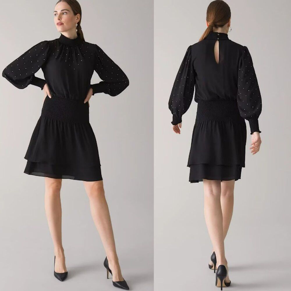 White House Black Market NWT New White House Black Market Long Sleeve Blouson Black Size M / US 6-8 / IT 42-44 - 1 Thumbnail