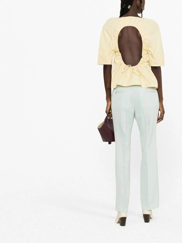 Jil Sander o1y1025 Short Sleeves Blouse in Pastel Yellow Size XS / US 0-2 / IT 36-38 - 3 Thumbnail