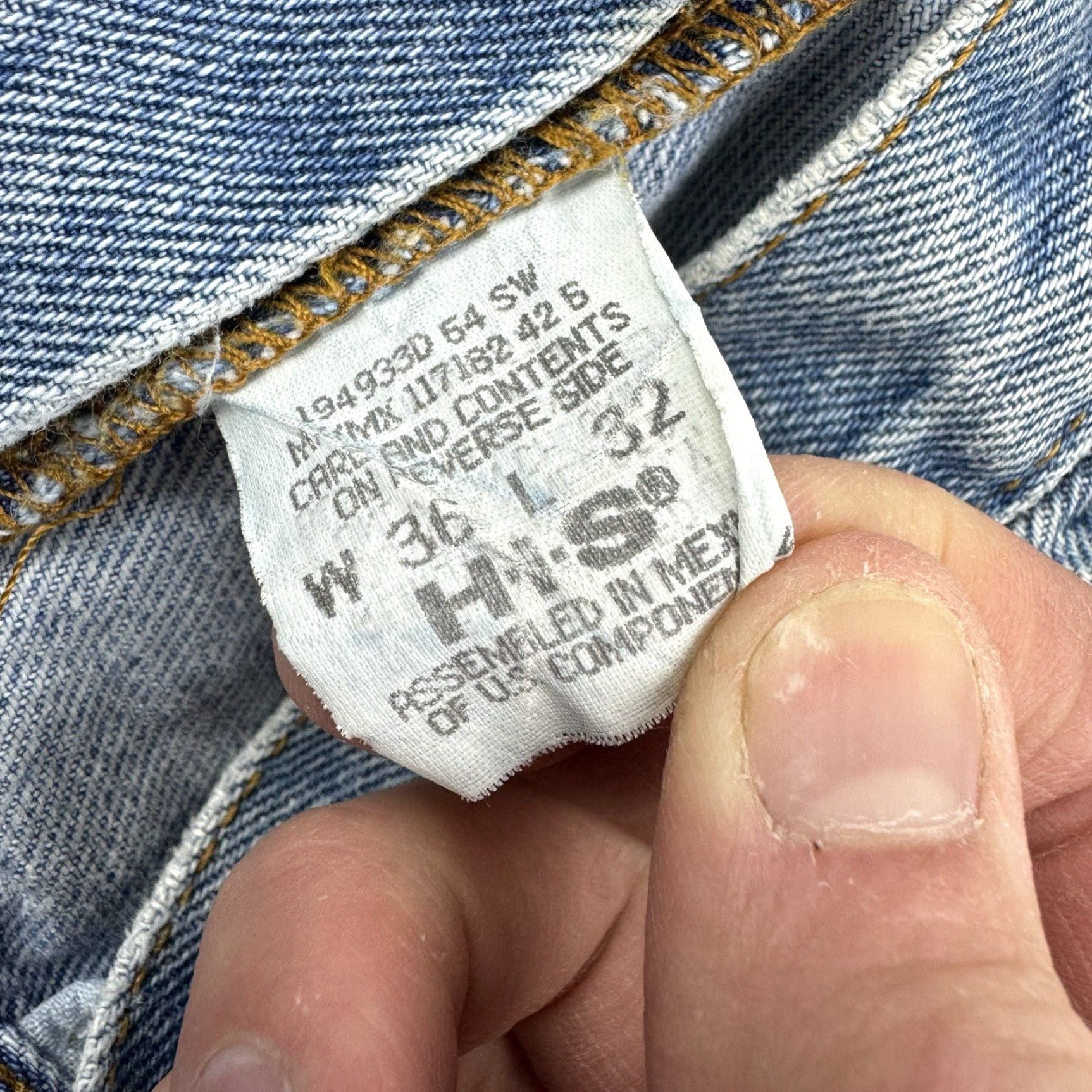 Denime VINTAGE H.I.S Jeans 36x32 Blue Denim Straight 90s Grunge Mens Pants Adult Size US 36 / EU 52 - 6 Thumbnail