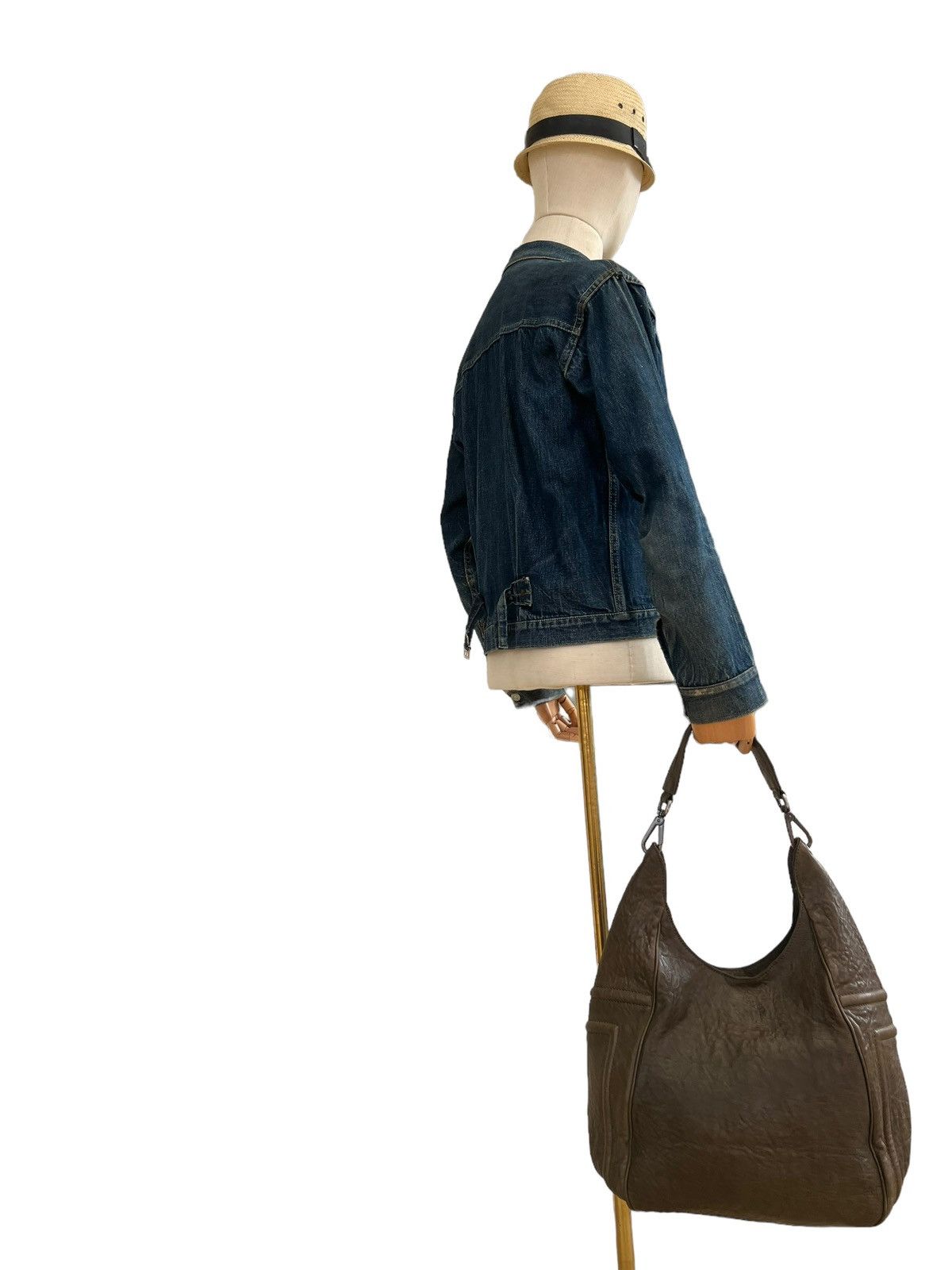 Leather Vintage MaxMara Made in Italy Patina Leather Hobo Bag Size ONE SIZE - 6 Thumbnail