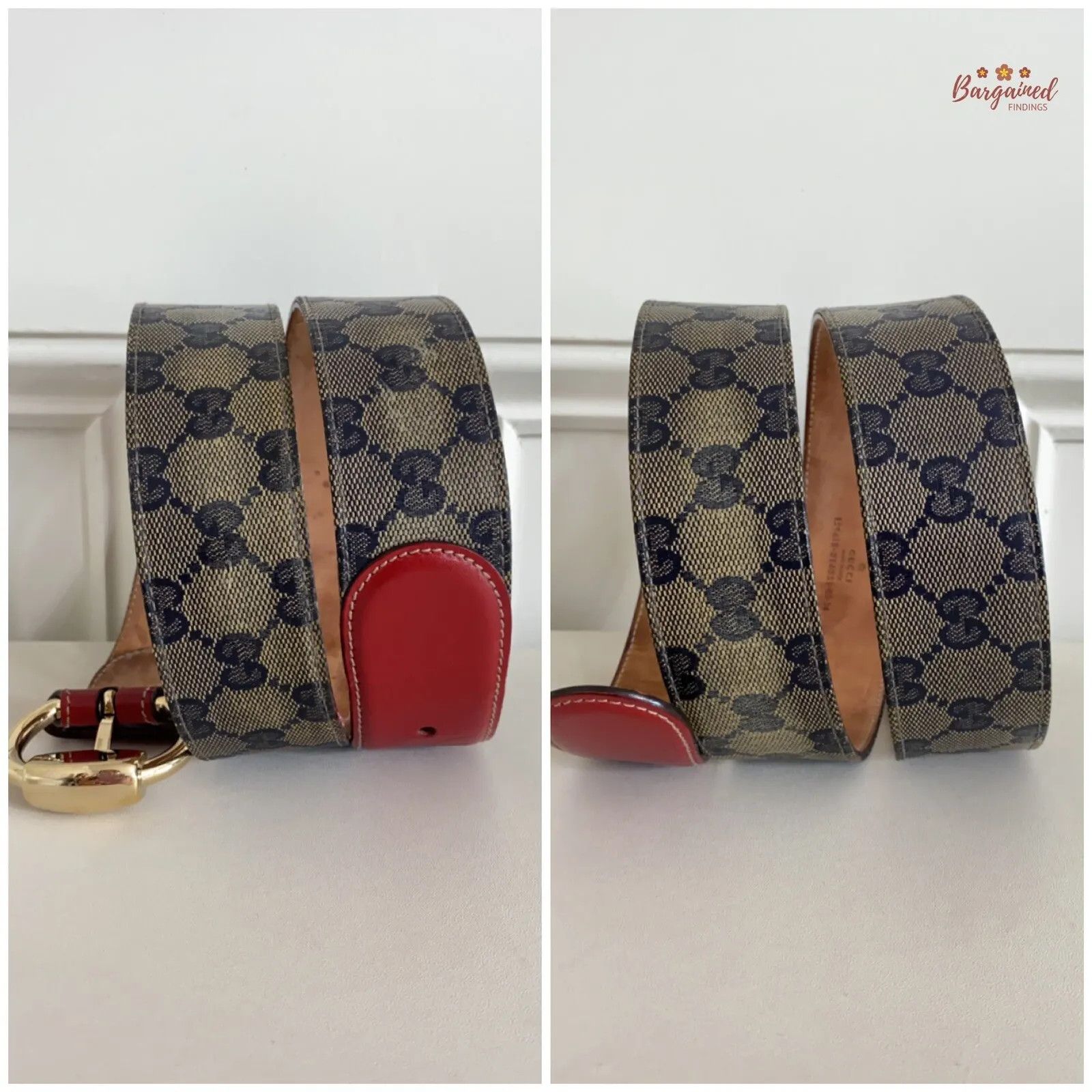 Gucci GUCCI Red GG Crystal Coated Canvas Horsebit Buckle Belt Size 30 - 3 Thumbnail