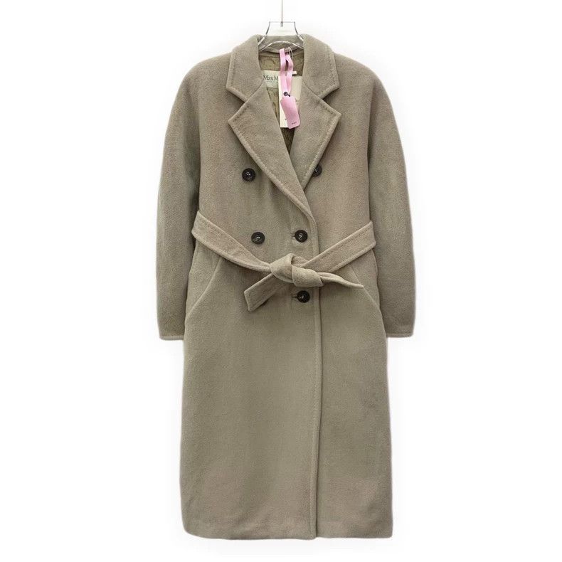 Max Mara Max Mara 101801 Collection Sand Wool Lapel Double Breasted Size XXS / US 00 / IT 34 - 1 Thumbnail