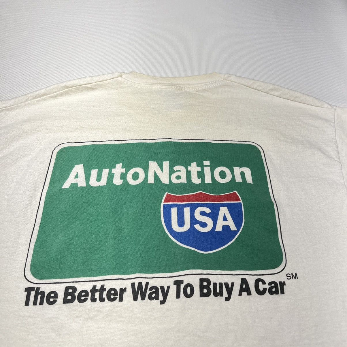 Fruit Of The Loom × Vintage VTG Auto Nation Tee Shirt White Single Stitch Heavy Cars Size US L / EU 52-54 / 3 - 11 Thumbnail