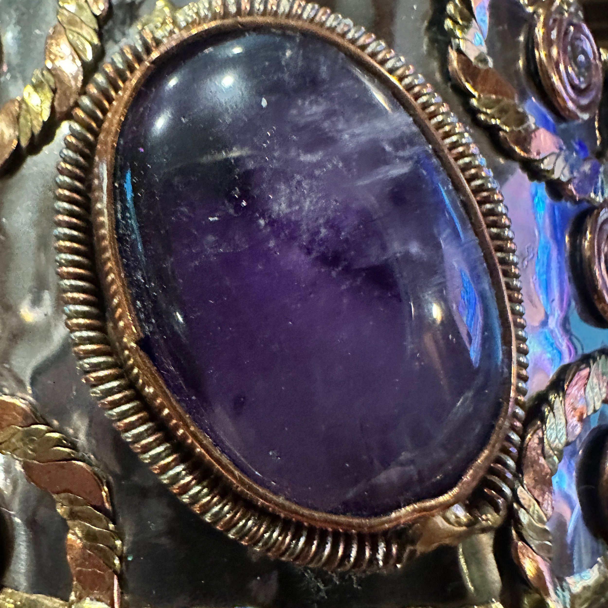Other Artisan Purple Amethyst Cuff Bracelet, 2" Width, Adjustable Size ONE SIZE - 3 Thumbnail