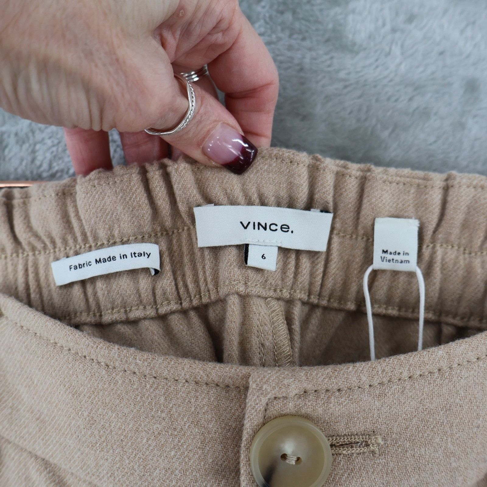 Vince Vince Wide Leg Cargo Pants Women 6 Tan Utility High Rise NWT Size 28" / US 6 / IT 42 - 2 Thumbnail