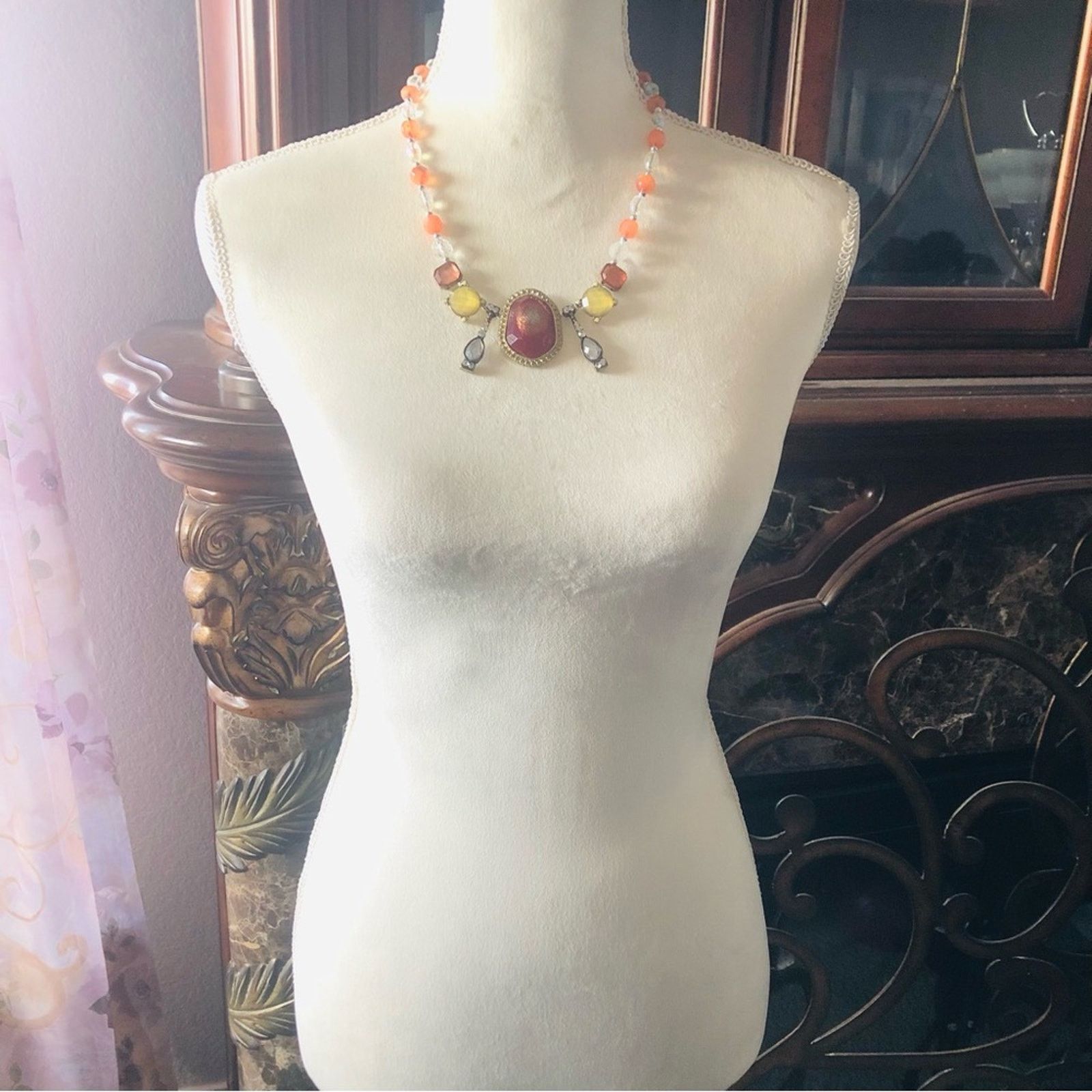 Handmade Handcrafted Hawaiian sunset crystal bead stone necklace Size ONE SIZE - 6 Thumbnail