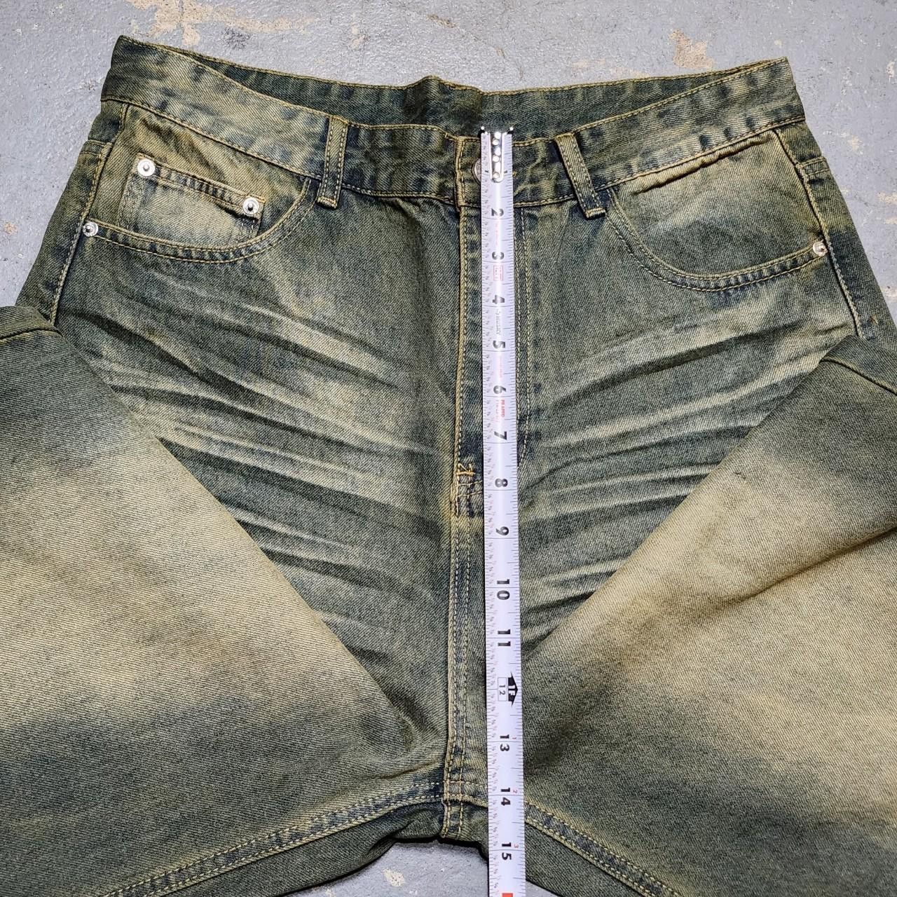 Japanese Brand Baggy loose fit green sandwash jeans Size US 32 / EU 48 - 8 Thumbnail