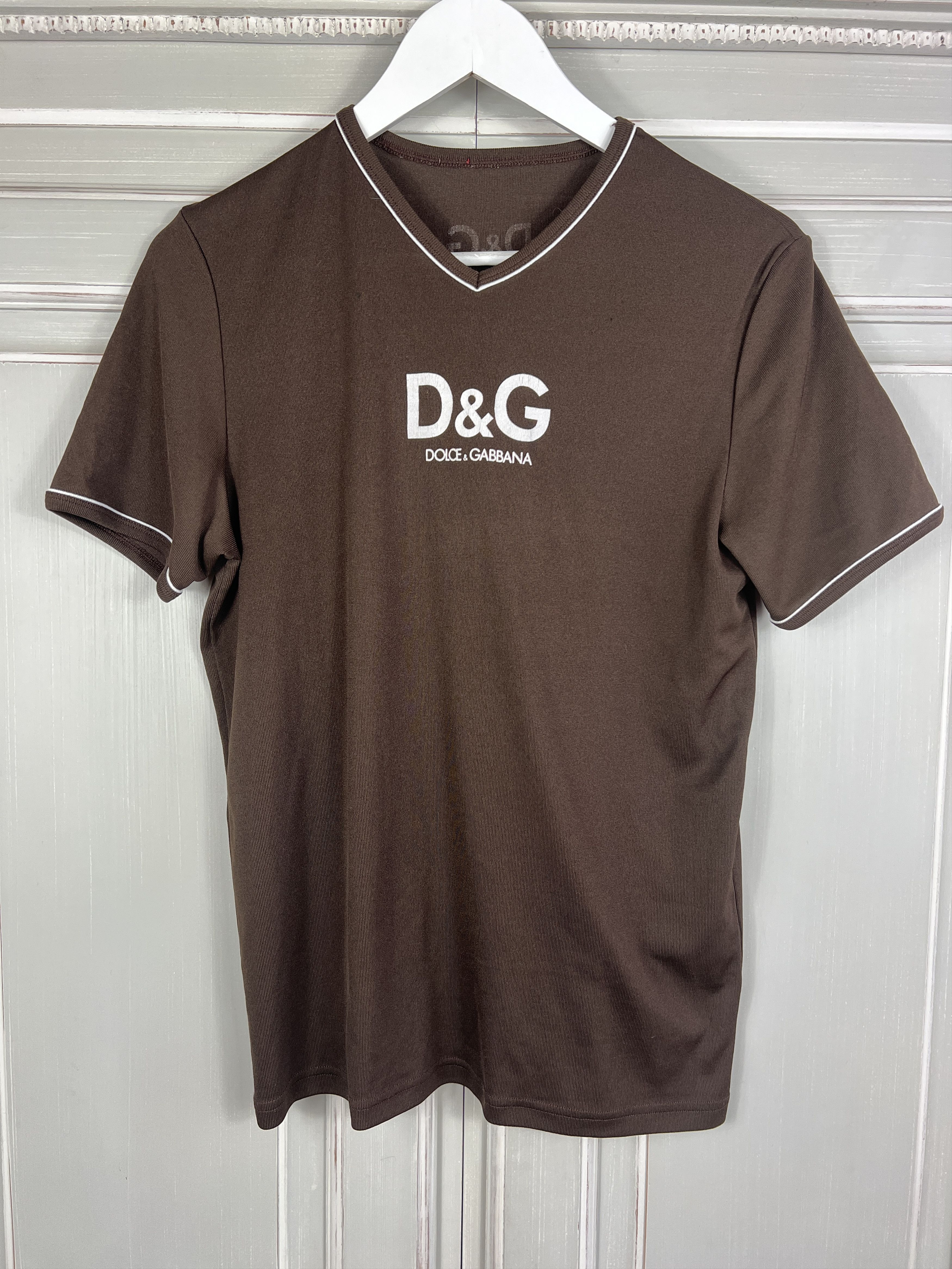 VINTAGE DOLCE GABBANA T SHIRT BROWN LOGO