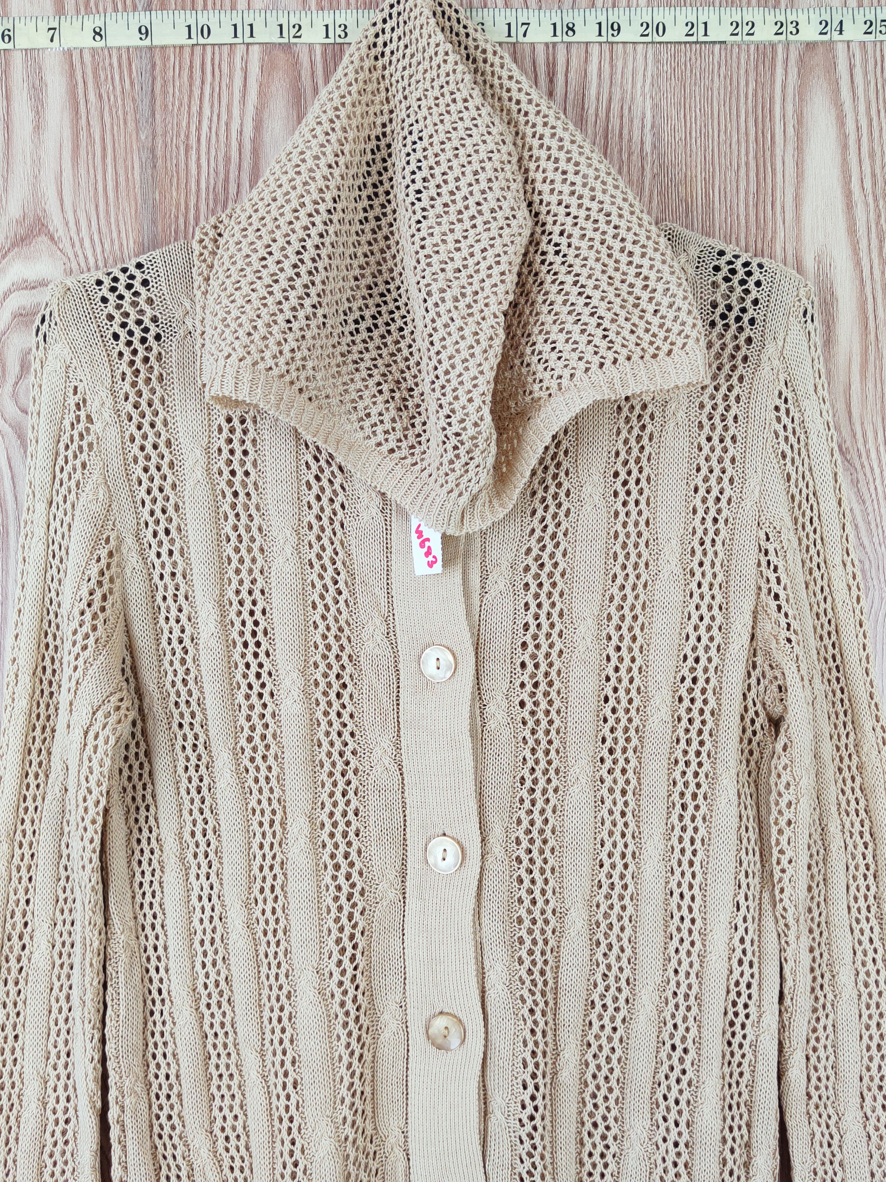 Aran Isles Knitwear Cosmo Polaris Crochet Meshnet Hoodie Knitwear Cardigan #W683 Size M / US 6-8 / IT 42-44 - 2 Thumbnail