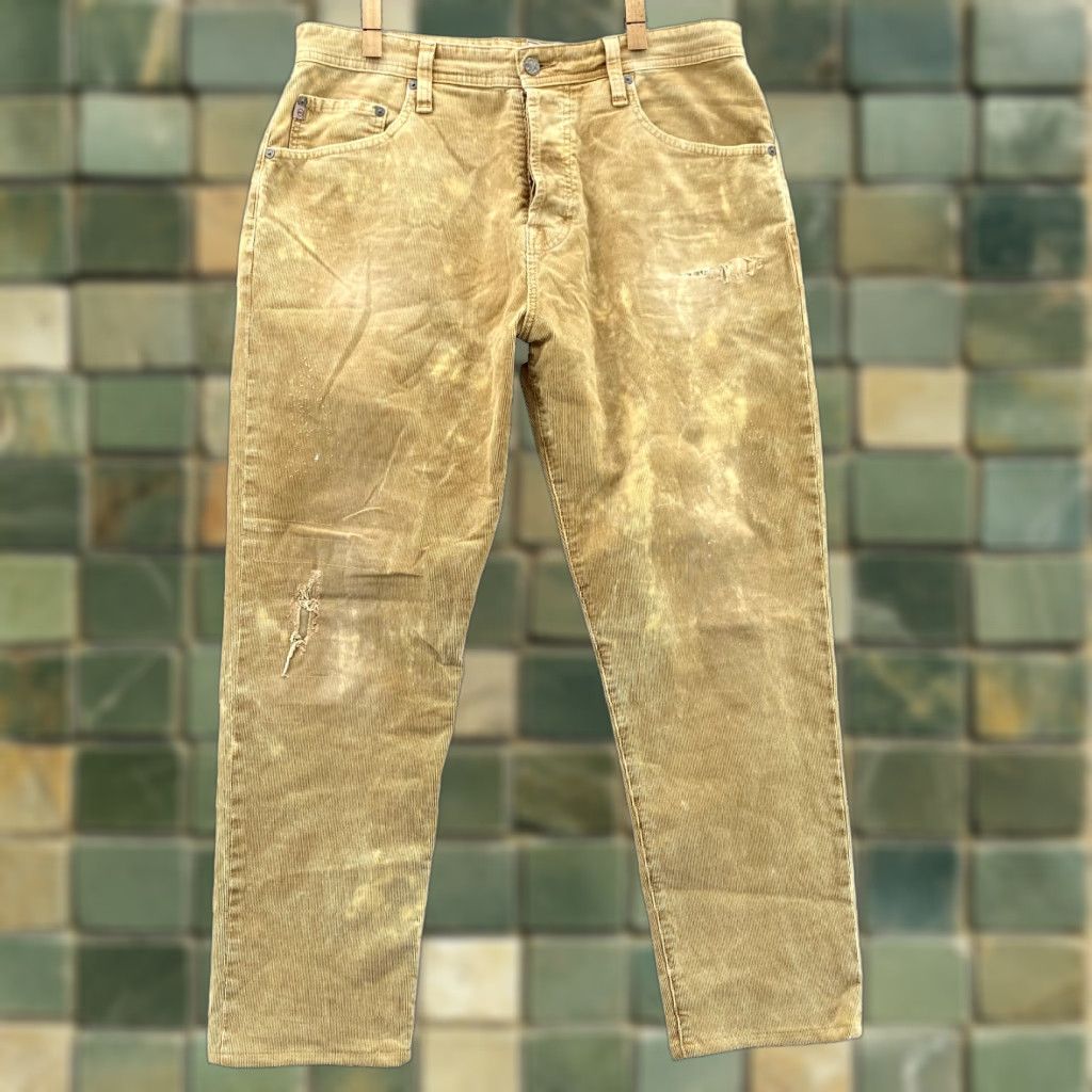 Vintage AG Adriano Goldschmied The Clyfton Corduroy Jeans Men's 32x28 Beige 90s Grunge Workwear Durable Relaxed Jeans Mens Size US 32 / EU 48 - 1 Thumbnail
