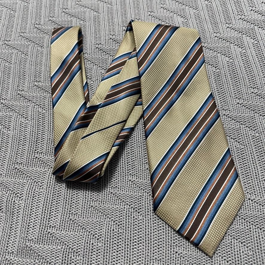 Vintage Henry Jacobson gold and brown striped silk tie Size ONE SIZE - 1 Thumbnail