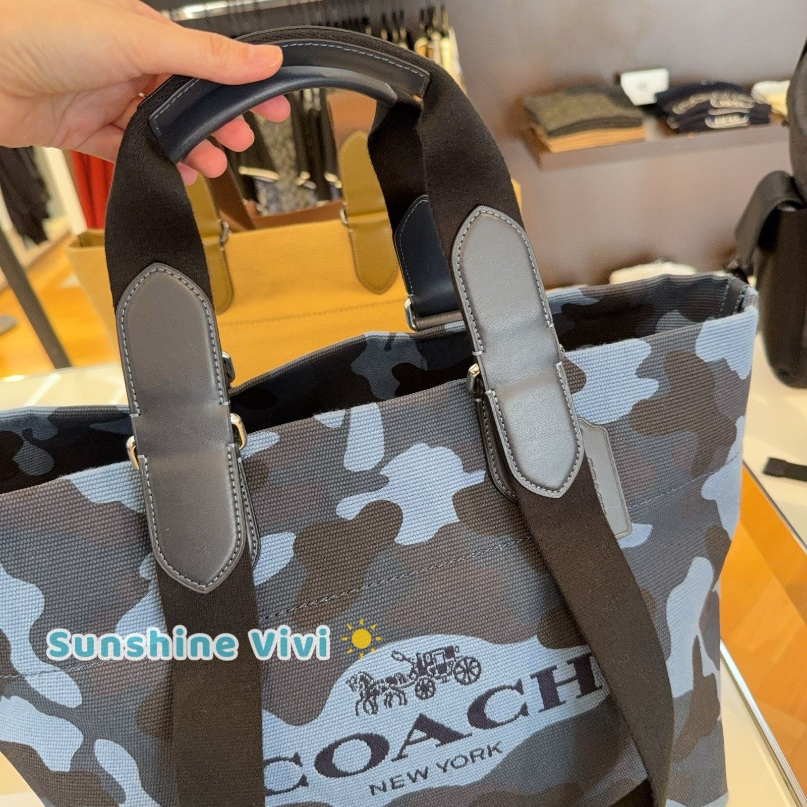 Coach NWT Coach MEN Small Tour Tote Bag Camo CDQ74 Silver/Blue Size ONE SIZE - 4 Thumbnail