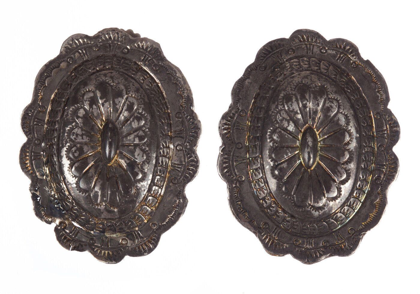 Designer Tribal Inspired Large Sterling Concho Earrings with Stamping Size ONE SIZE - 1 Thumbnail