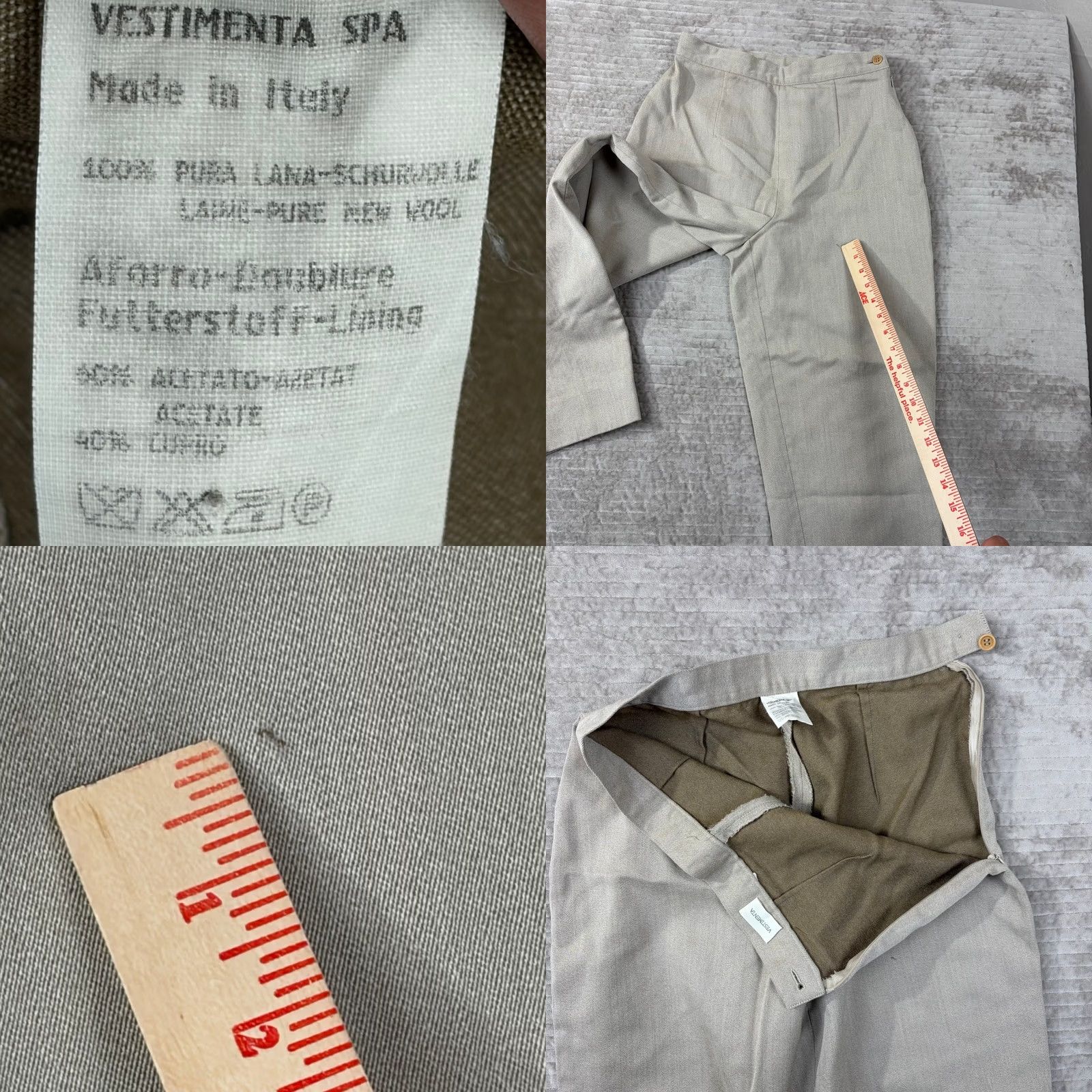 Vintage VINTAGE VESTIMENTA Pants Womens 27 Beige Italy High Waisted Wool Trousers Tapered Leg Size 27" / US 4 / IT 40 - 8 Thumbnail