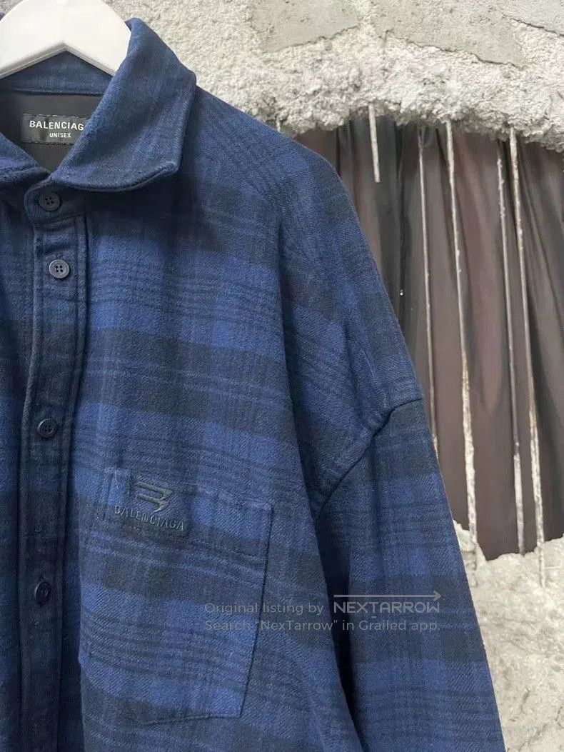 Balenciaga Balenciaga Black Blue Plaid Distressed Shirt. Size US XXS / EU 40 - 5 Thumbnail
