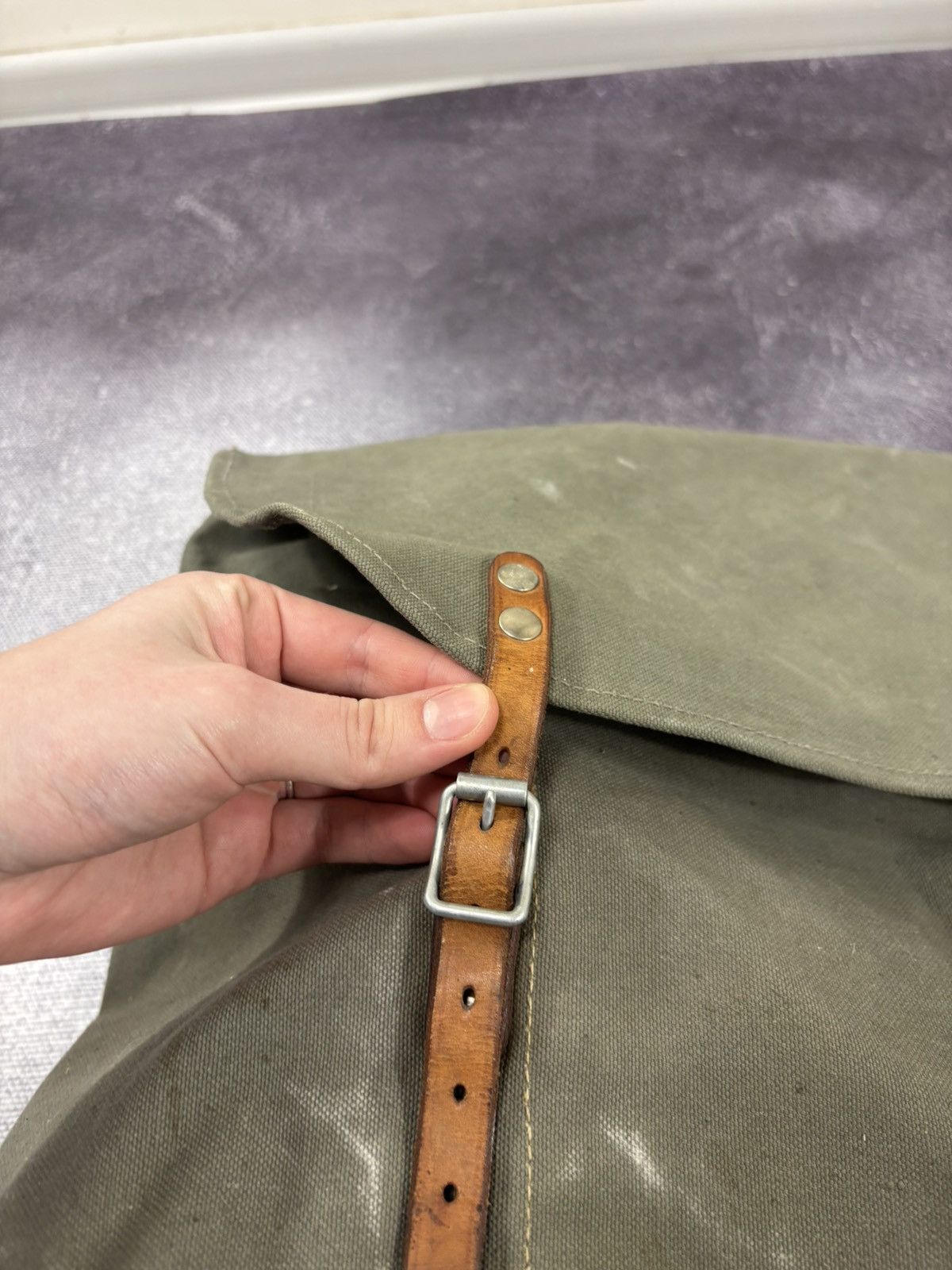 Other Vintage Swedish Army M39 Backpack Canvas Leather Metal Frame Size ONE SIZE - 5 Thumbnail