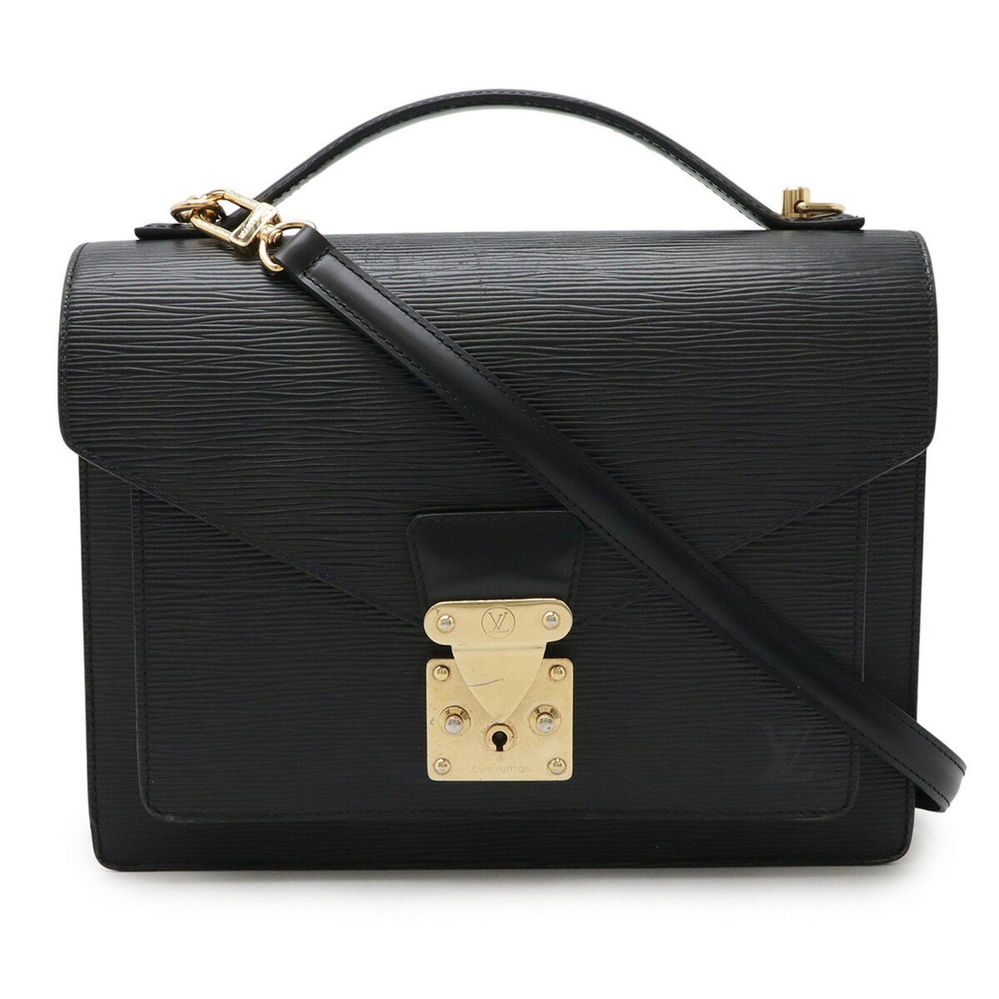Louis Vuitton Epi Monceau Second Bag Handbag Shoulder Noir Black No Stickiness Key Missing M52122, Women's