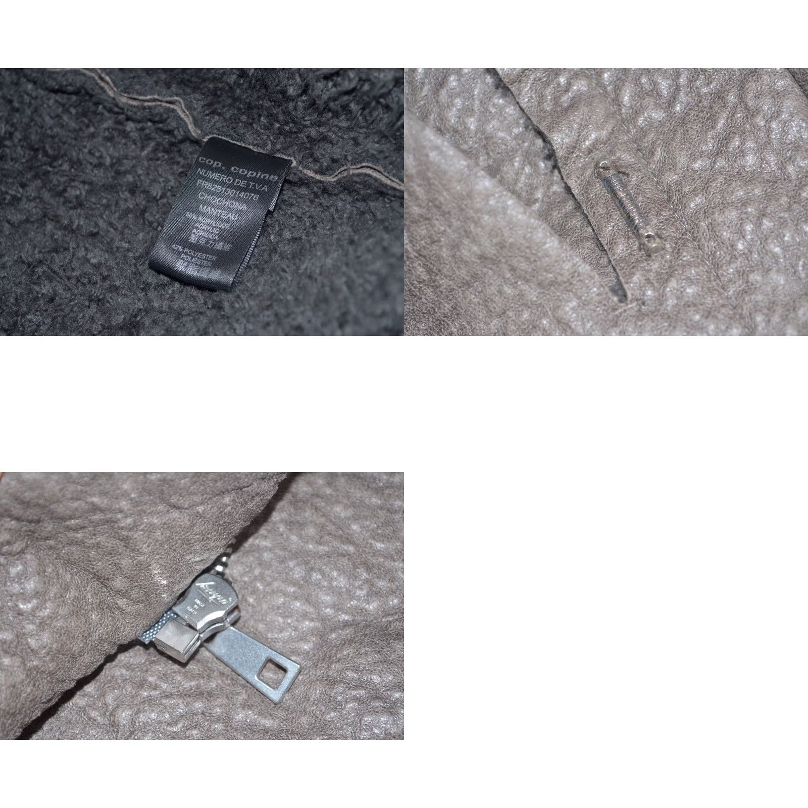 Cop Copine Cop. Copine Shearling Faux Leather Coat Asymmetrical Zip Hooded Jacket Grey 38 S Size S / US 4 / IT 40 - 8 Thumbnail