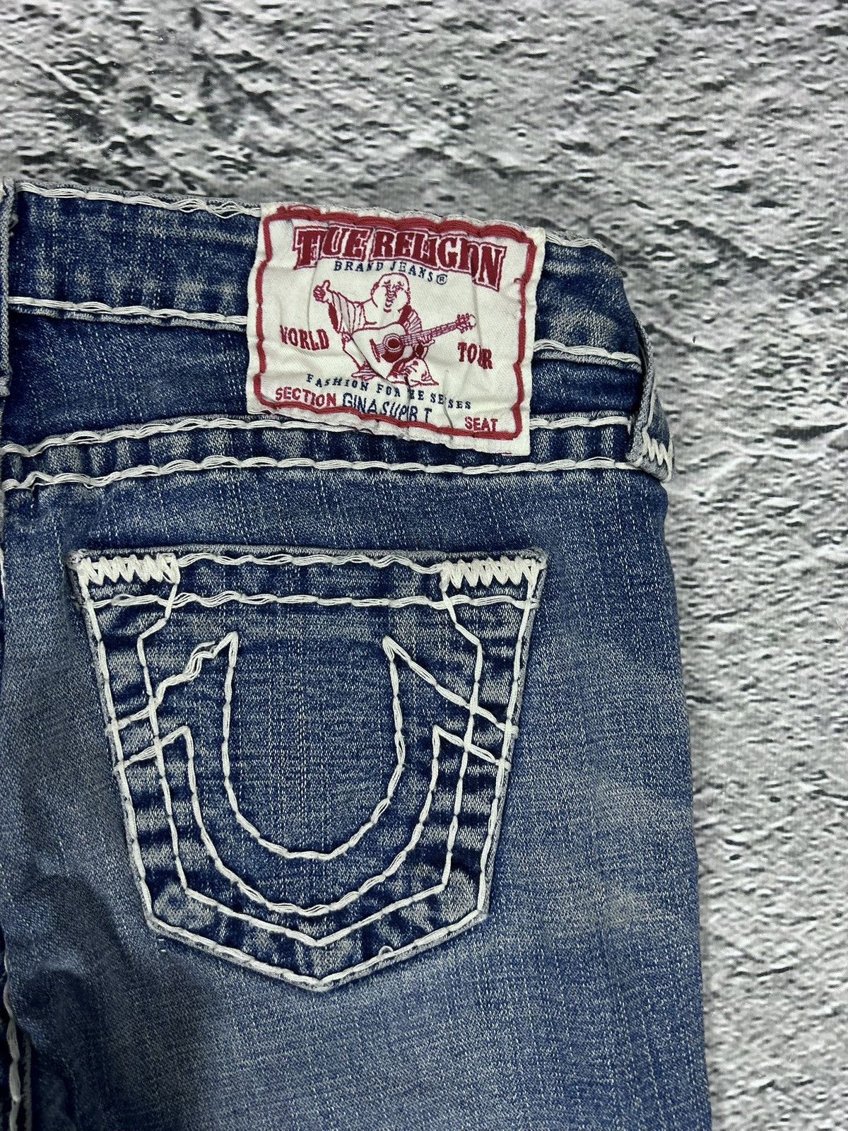 True Religion True Religion blue jeans white thick stitching Gina super T Size 29" - 3 Thumbnail