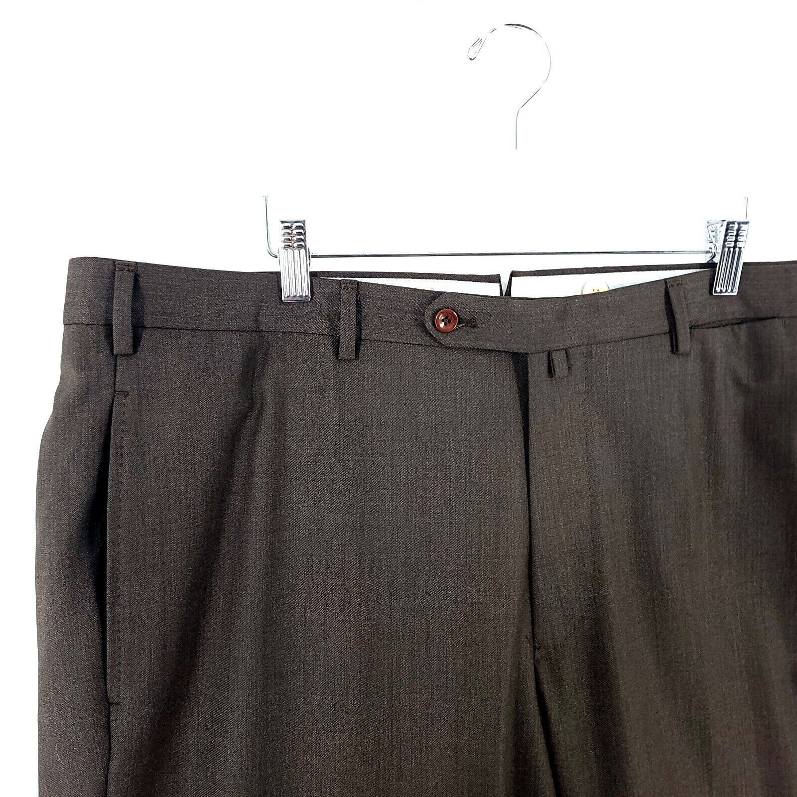 Incotex Incotex Brown Green Flat Front Super 130s Wool Dress Pants 4 Size 40R - 2 Thumbnail
