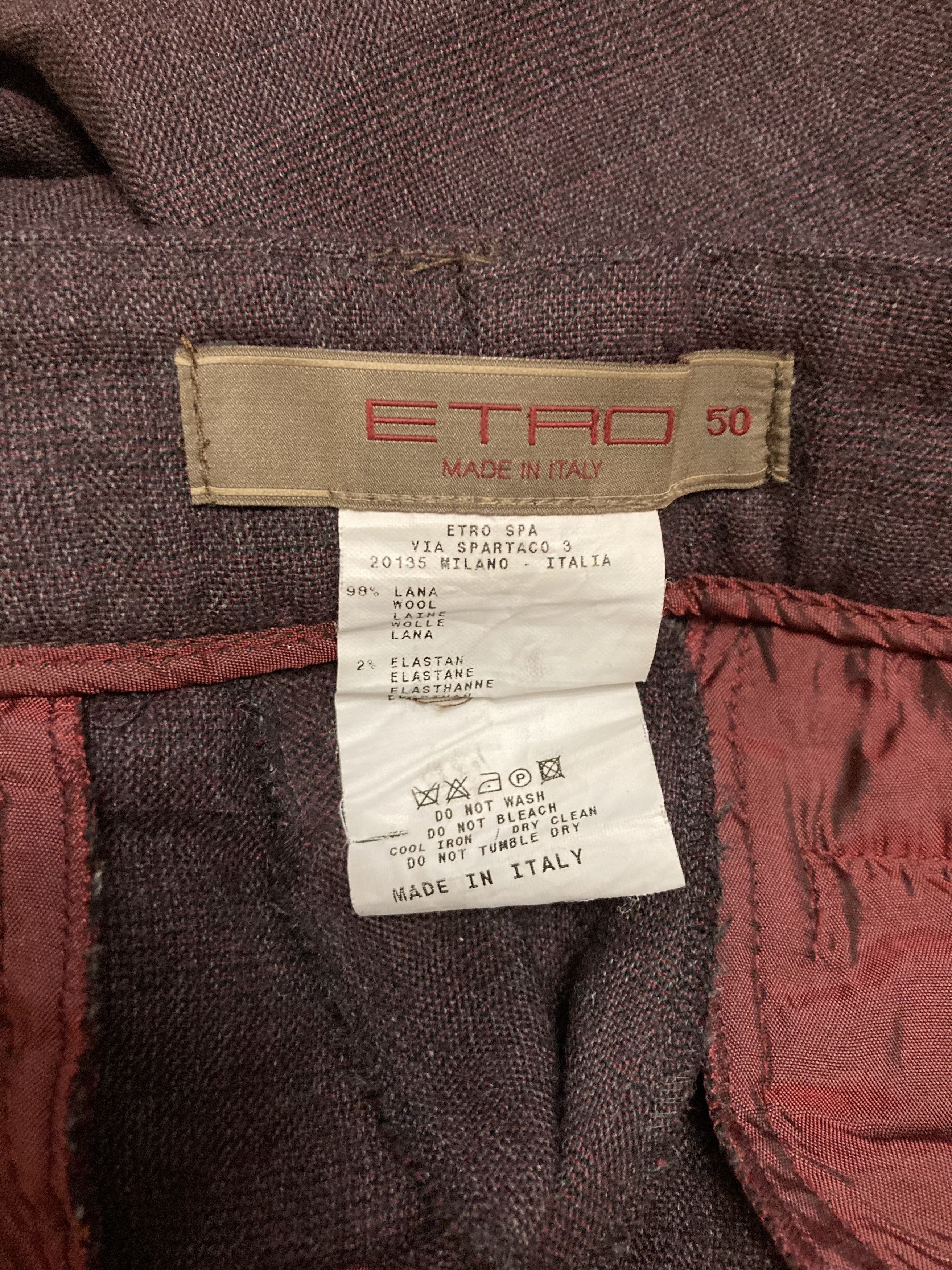 Etro Vintage ETRO Milano Women's Burgundy Wool Dress Pants Size 36" / US 14 / IT 50 - 5 Thumbnail