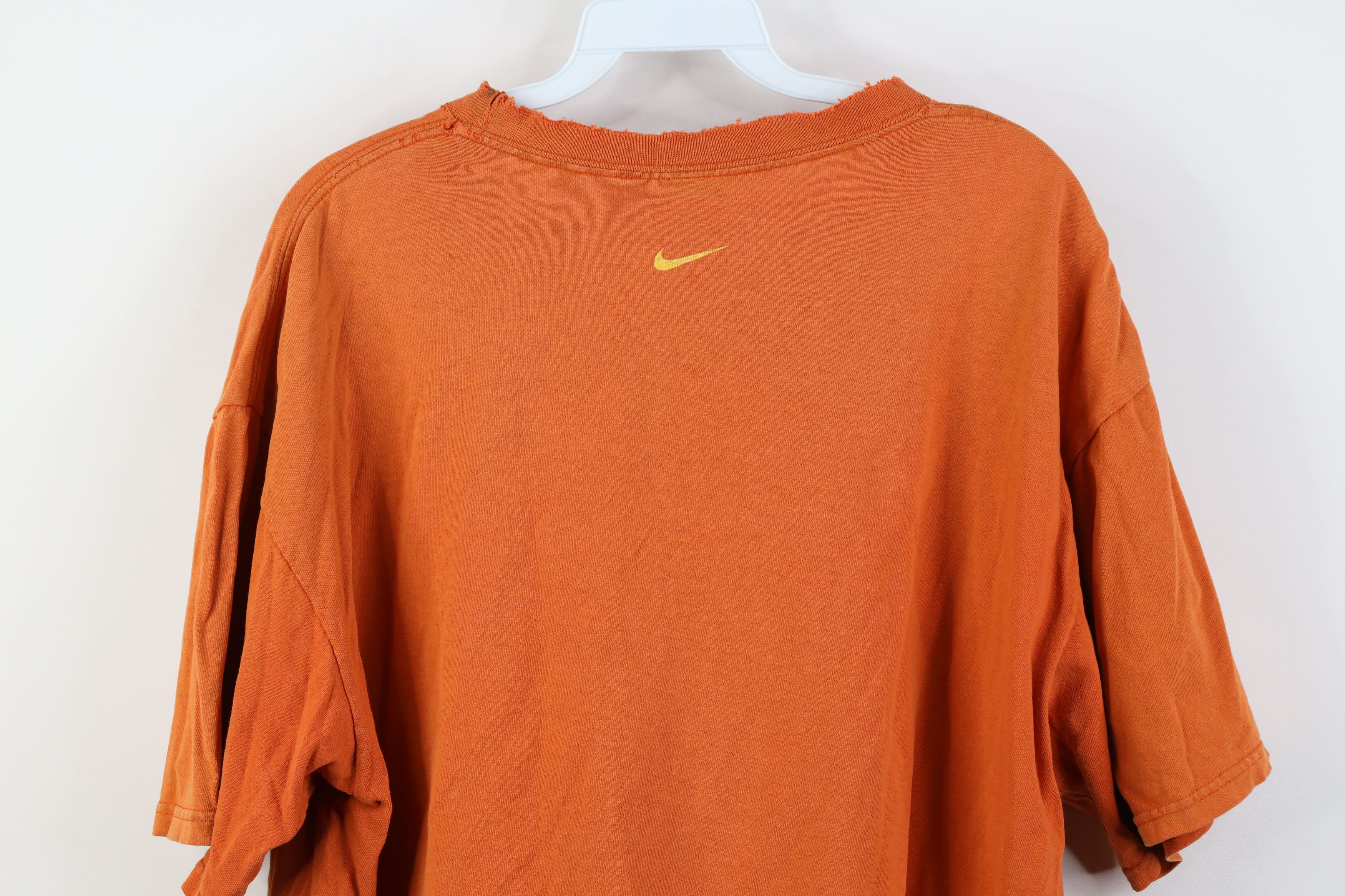Nike Vintage 90s Y2K Nike Scott Big Center Swoosh T-Shirt Orange Size US XL / EU 56 / 4 - 16 Thumbnail