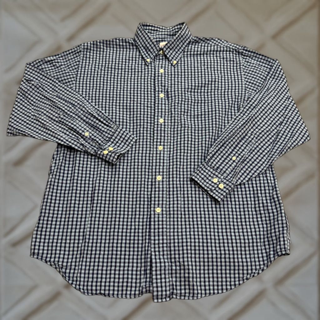 Brooks Brothers Brooks Brothers Button-Up Shirt Mens Large Blue Check Cotton Casual Shirt Size US L / EU 52-54 / 3 - 1 Thumbnail