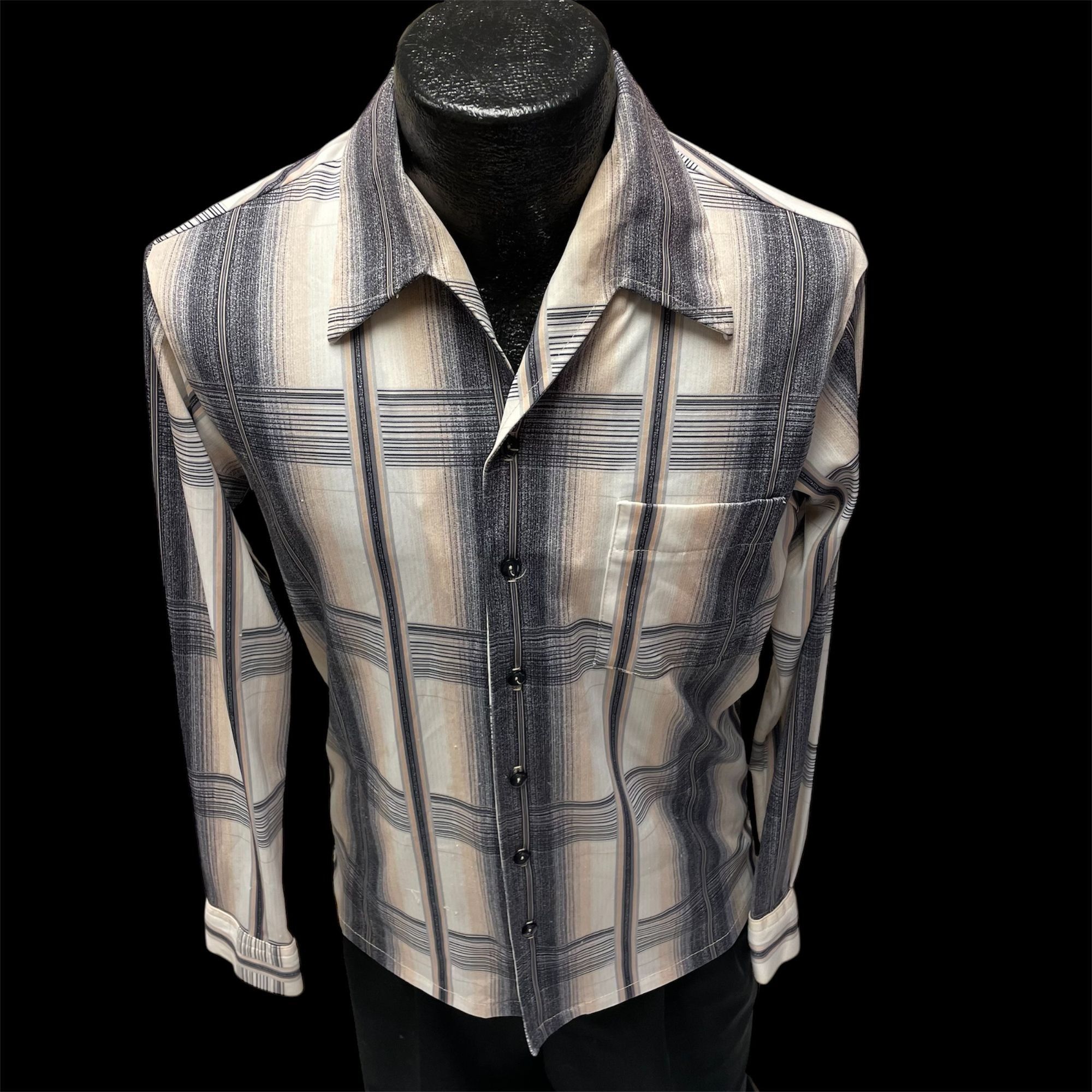 Other Vtg Joel SHADOW PLAID Butterfly Collar Mod Disco Shirt Size US M / EU 48-50 / 2 - 1 Thumbnail